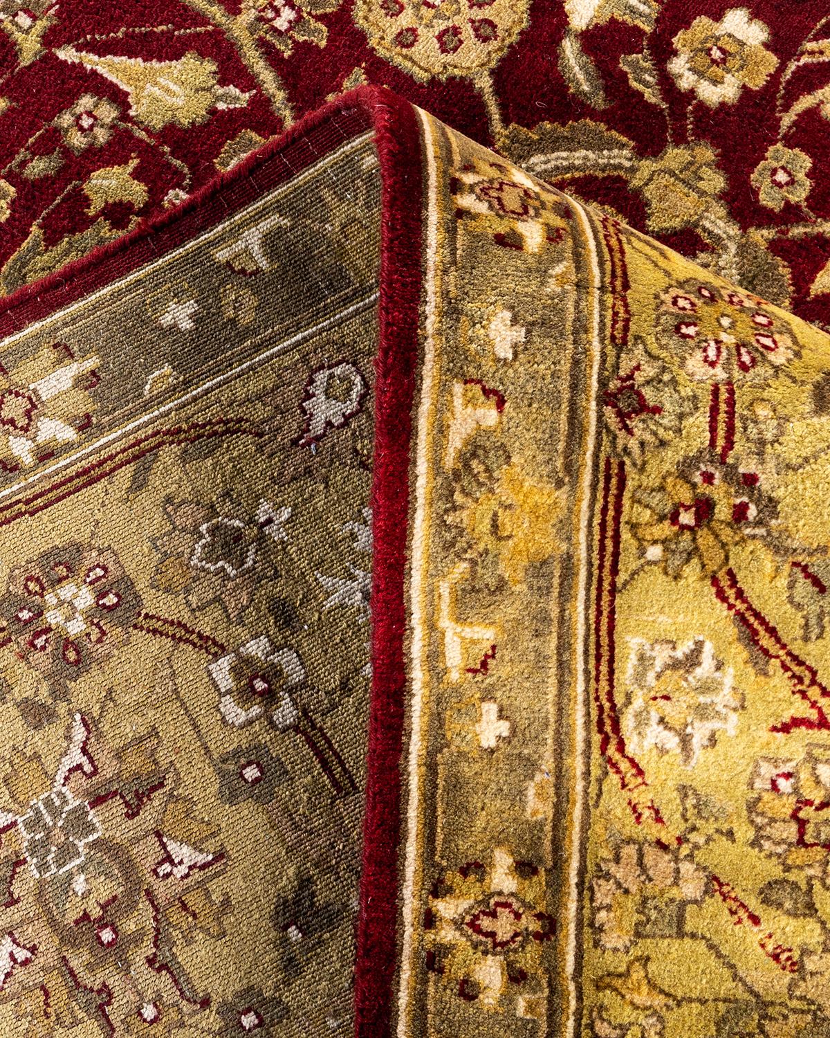 XXIe siècle et contemporain Tapis traditionnel Kashan en laine rouge à motifs floraux noués à la main 9' 0