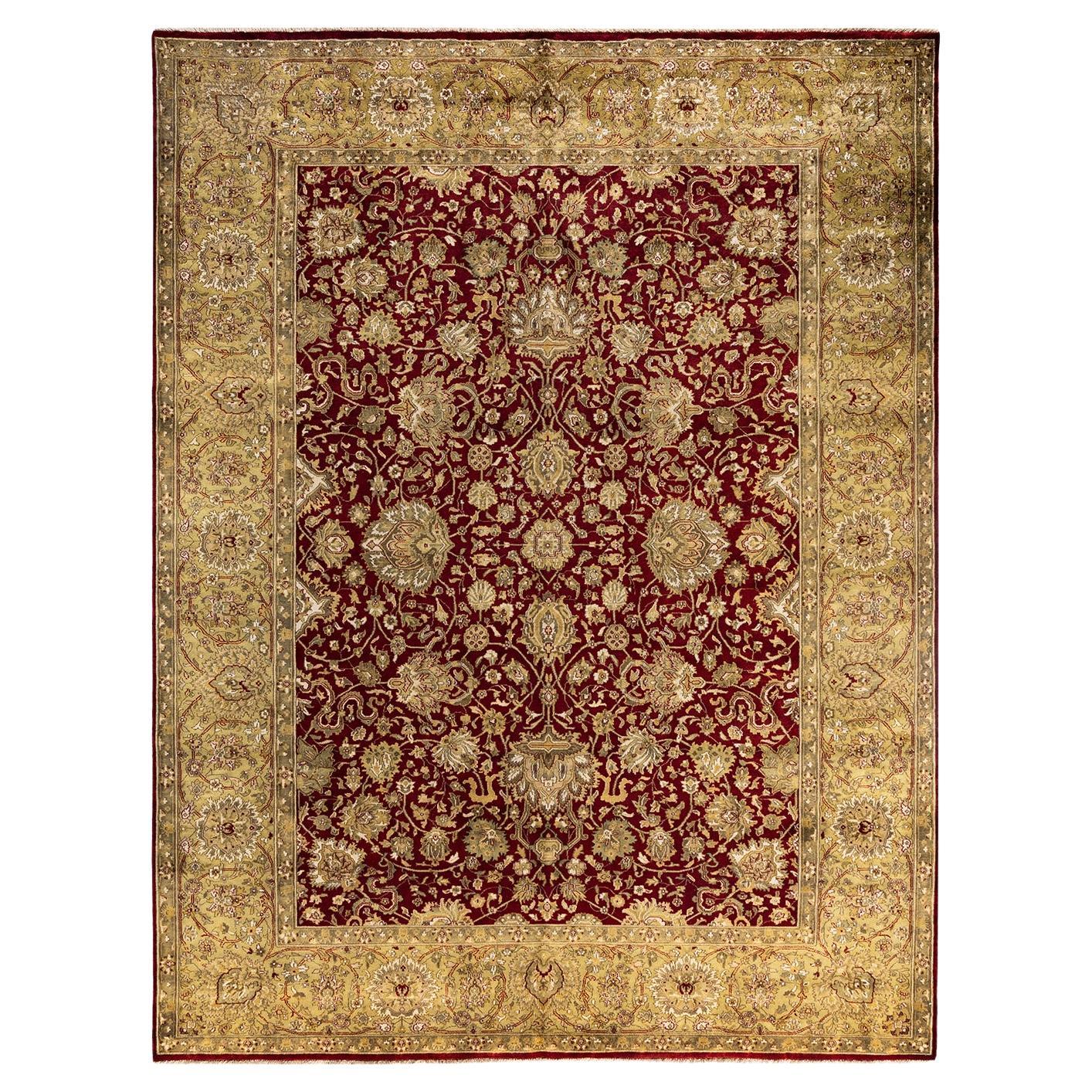 Traditional Kashan Hand Knotted Floral Wool Red Area Rug 9' 0" x 12' 0"
