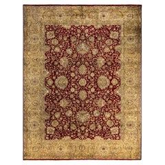 Traditional Kashan Hand Knotted Floral Wool Red Area Rug 9' 0" x 12' 0"
