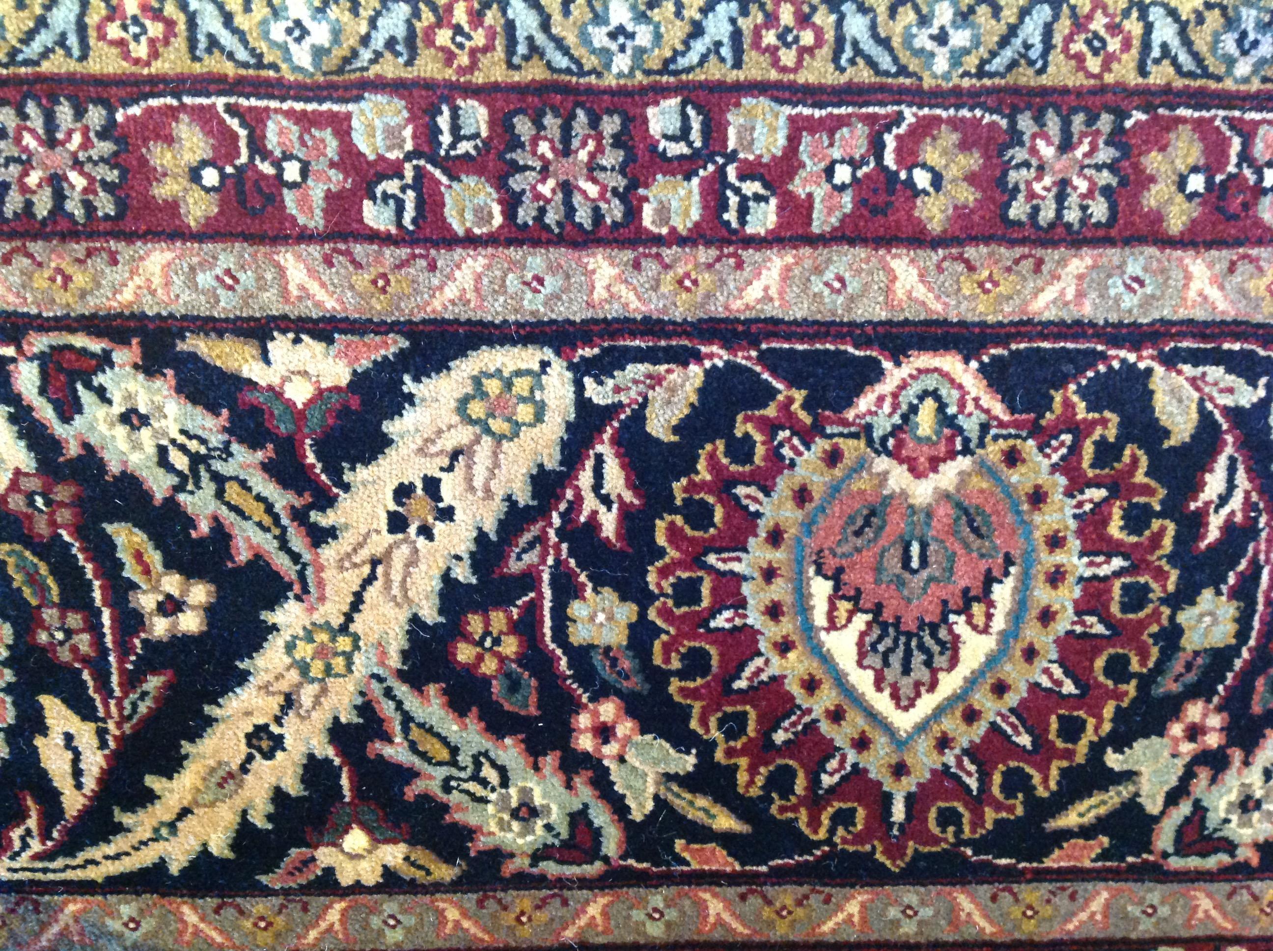 Indian Traditional Kashan Style Rug in Red and Blue For Sale