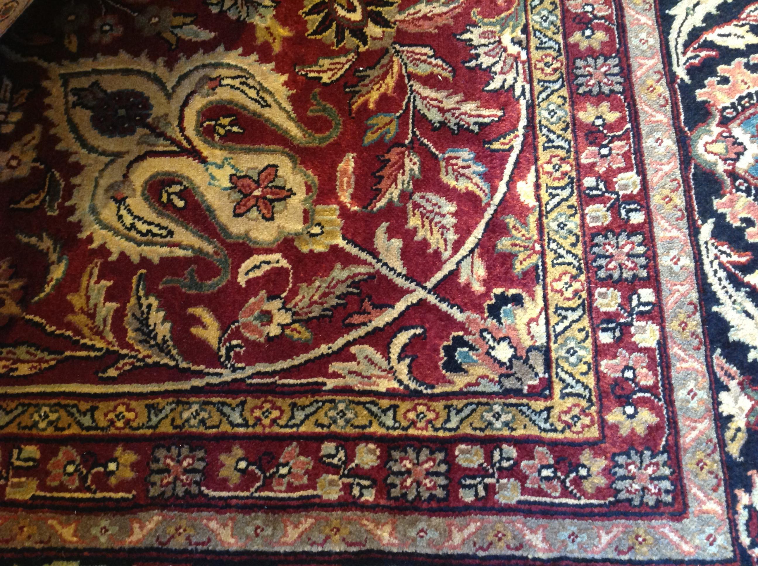 Hand-Knotted Traditional Kashan Style Rug in Red and Blue For Sale