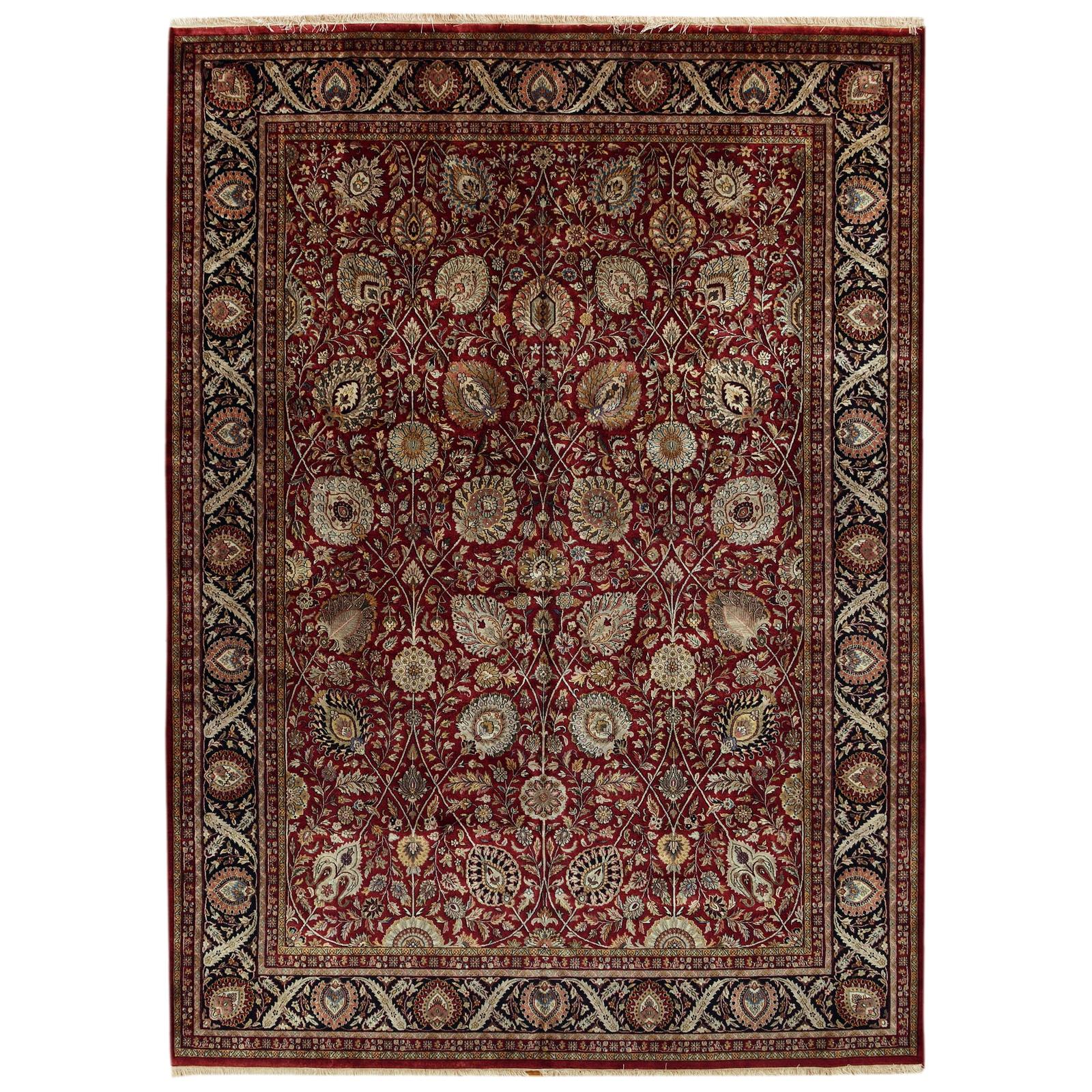 Klassischer Teppich im Kashan-Stil in Rot und Blau