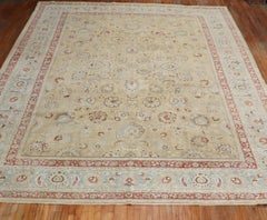 Traditional Khaki Icy Blue Rust Antique Persian Meshed Rug, 20th Century