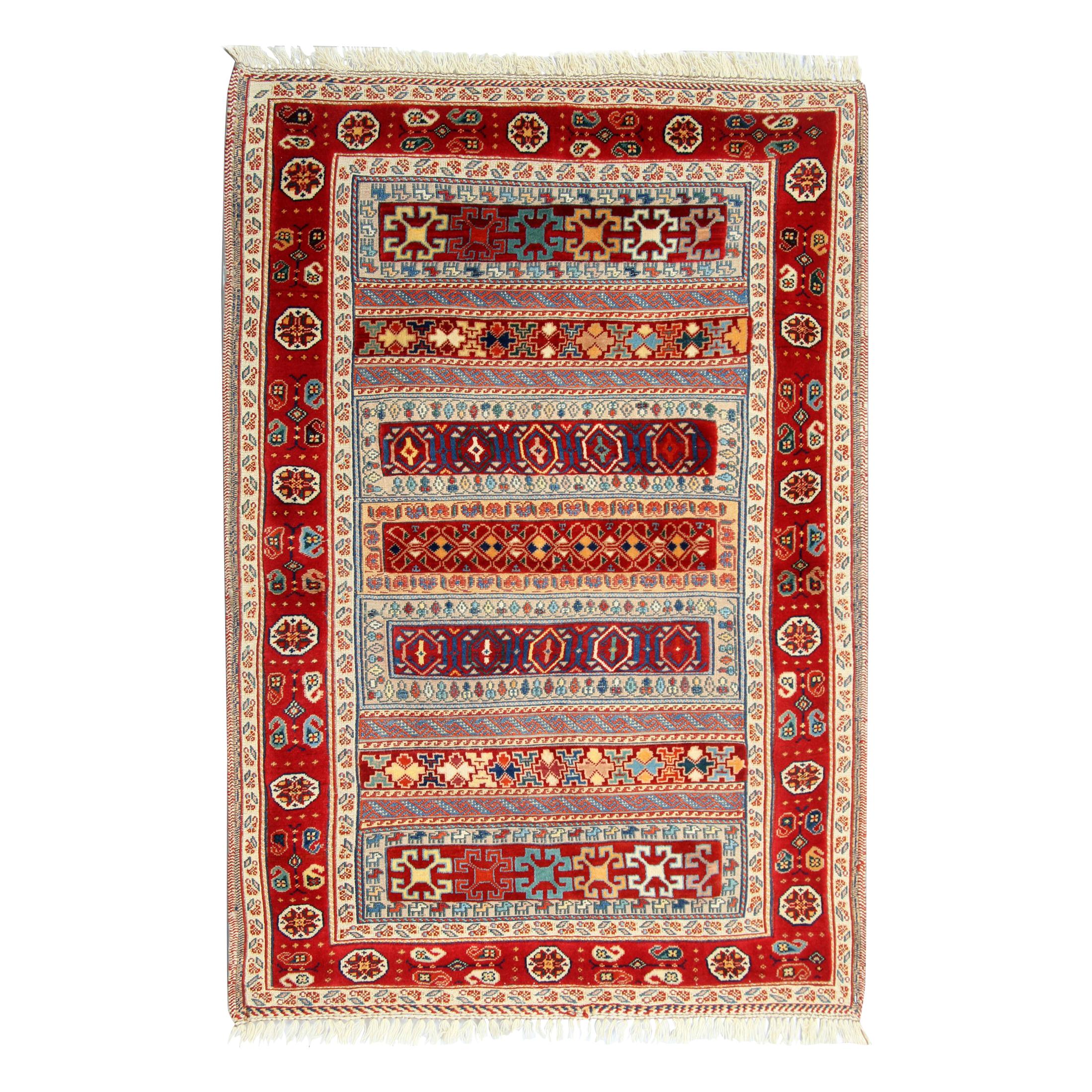 Traditional Kilim Carpet Wool Area Rug, Handwoven Sumakh Kilim Rug For Sale