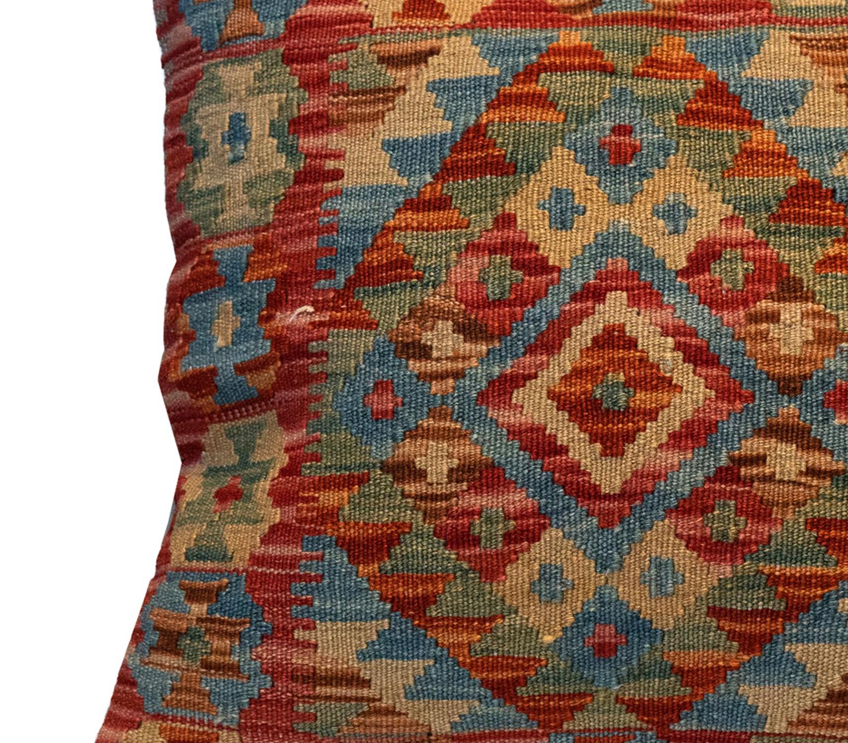 Art Deco Traditional Kilim Cushion Cover Handmade Wool Geometric Scatter Pillow