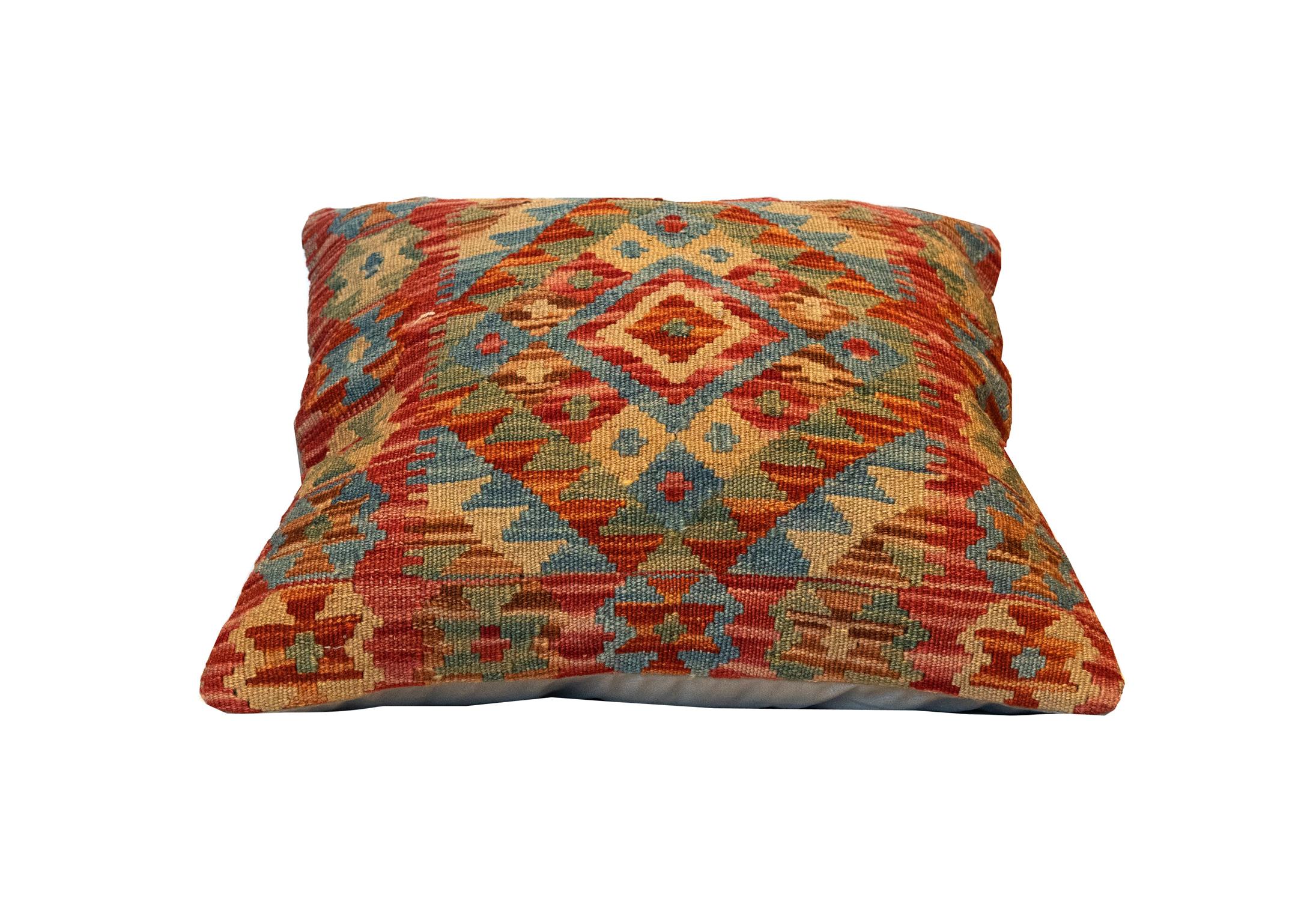 Late 20th Century Traditional Kilim Cushion Cover Handmade Wool Geometric Scatter Pillow