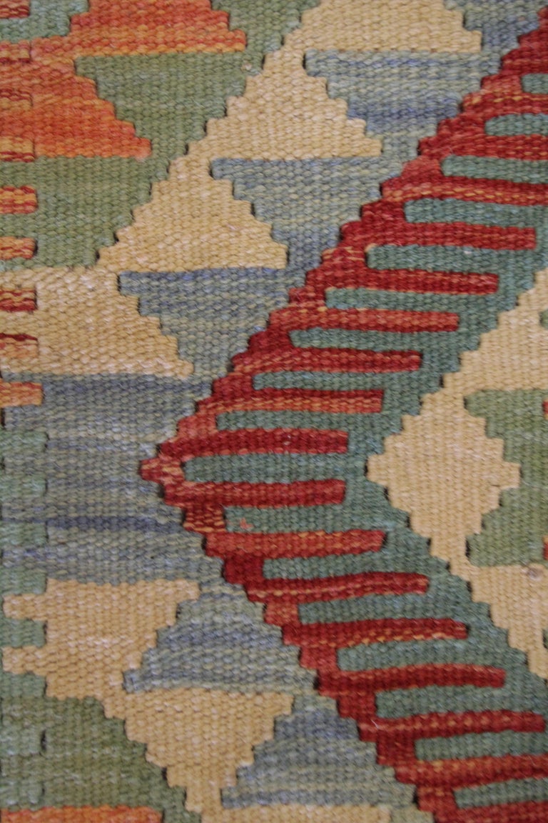 Traditional Kilim Rug Blue Kilim Oriental Handmade Carpet Flat Rug Geometric In New Condition In Hampshire, GB
