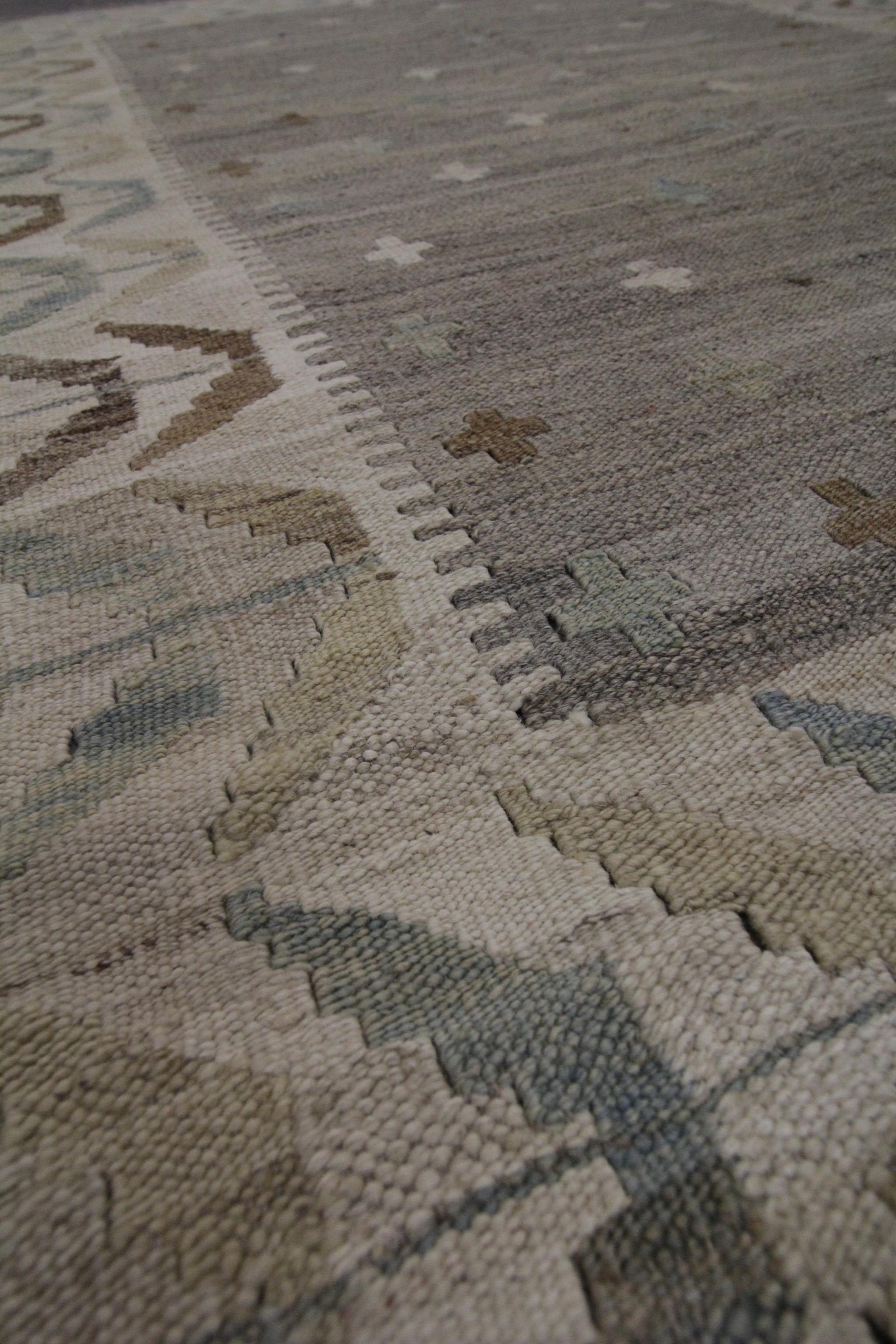 Vegetable Dyed Beige Kilim Rug Traditional Carpet Kilim Scandinavian Style Brown Wool Area Rug