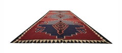 Traditional Kilims Tribal Wool Kilim Rug Vintage Red Blue Area Rug