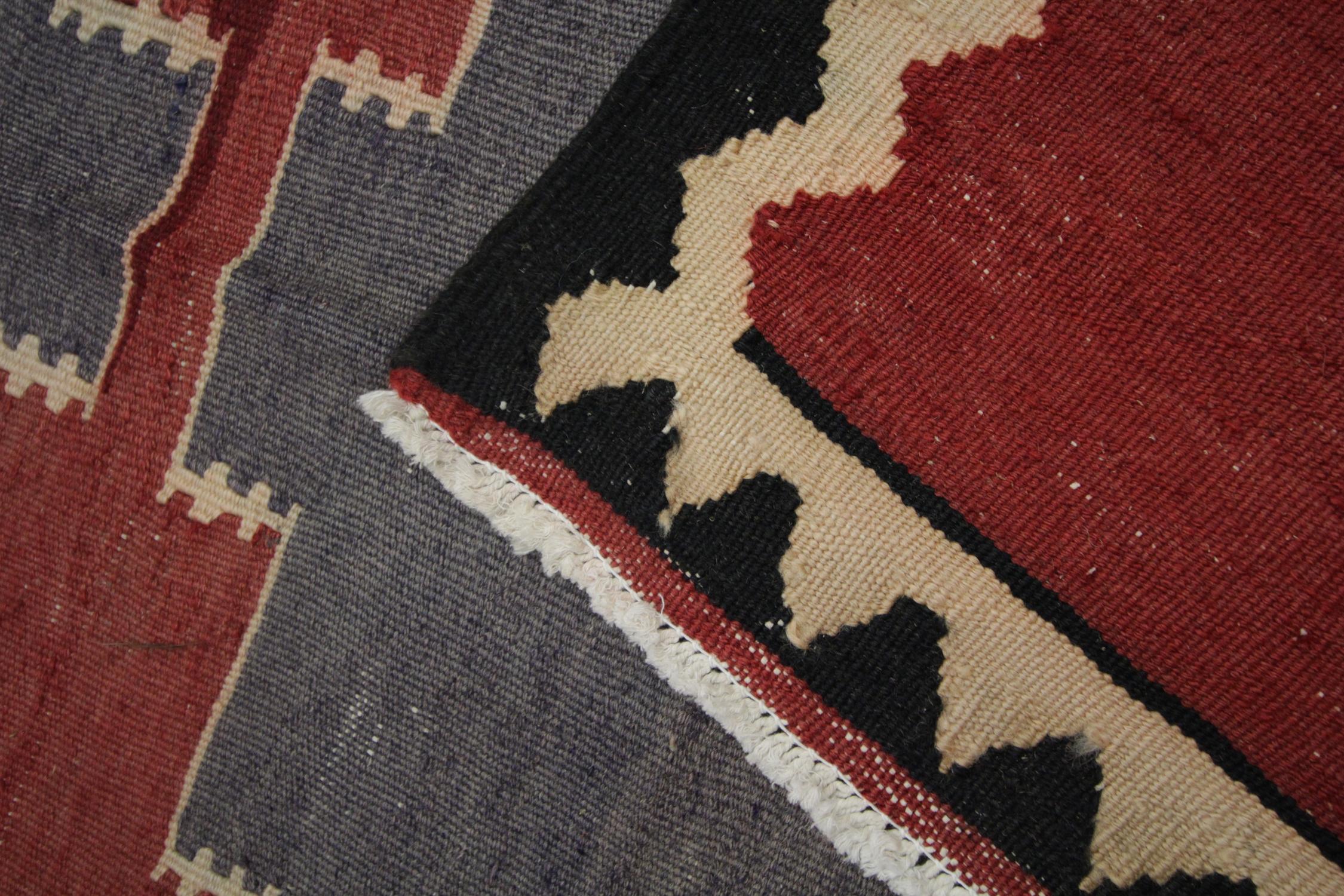 Traditional Kilims Tribal Wool Kilim Rug Vintage Red Blue Area Rug For Sale 2