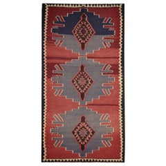 Tapis Kilim traditionnel Kilims en laine tribal rouge et bleu vintage