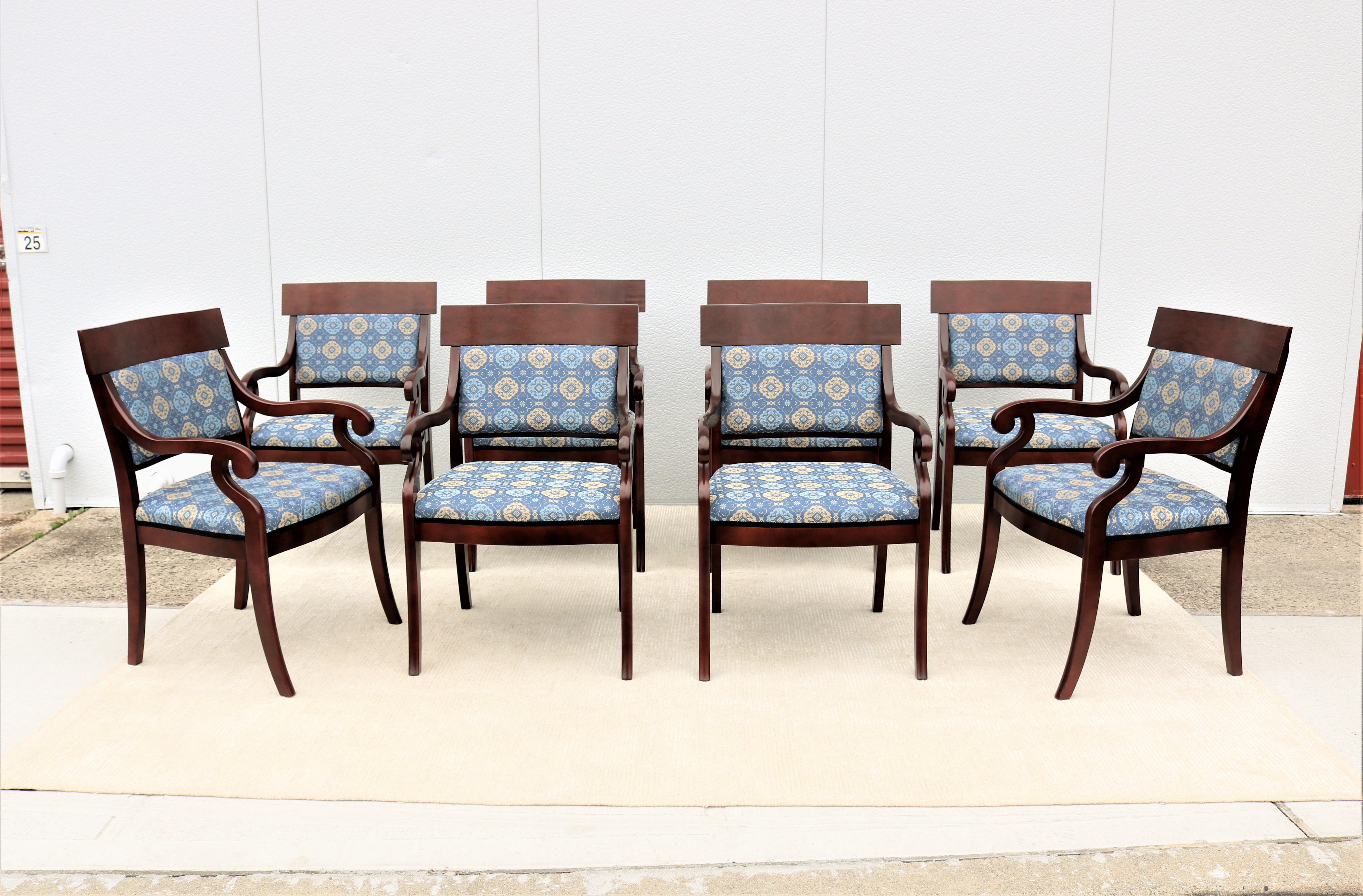 Fabulous set of 8 Innsbruck and Osterley Park guest visitor side chairs.
The strength and character of 19th century elegant Biedermeier neo-classic style finds renewed expression in Innsbruck and Osterley Park, Michael Tatum and Robert Purdom