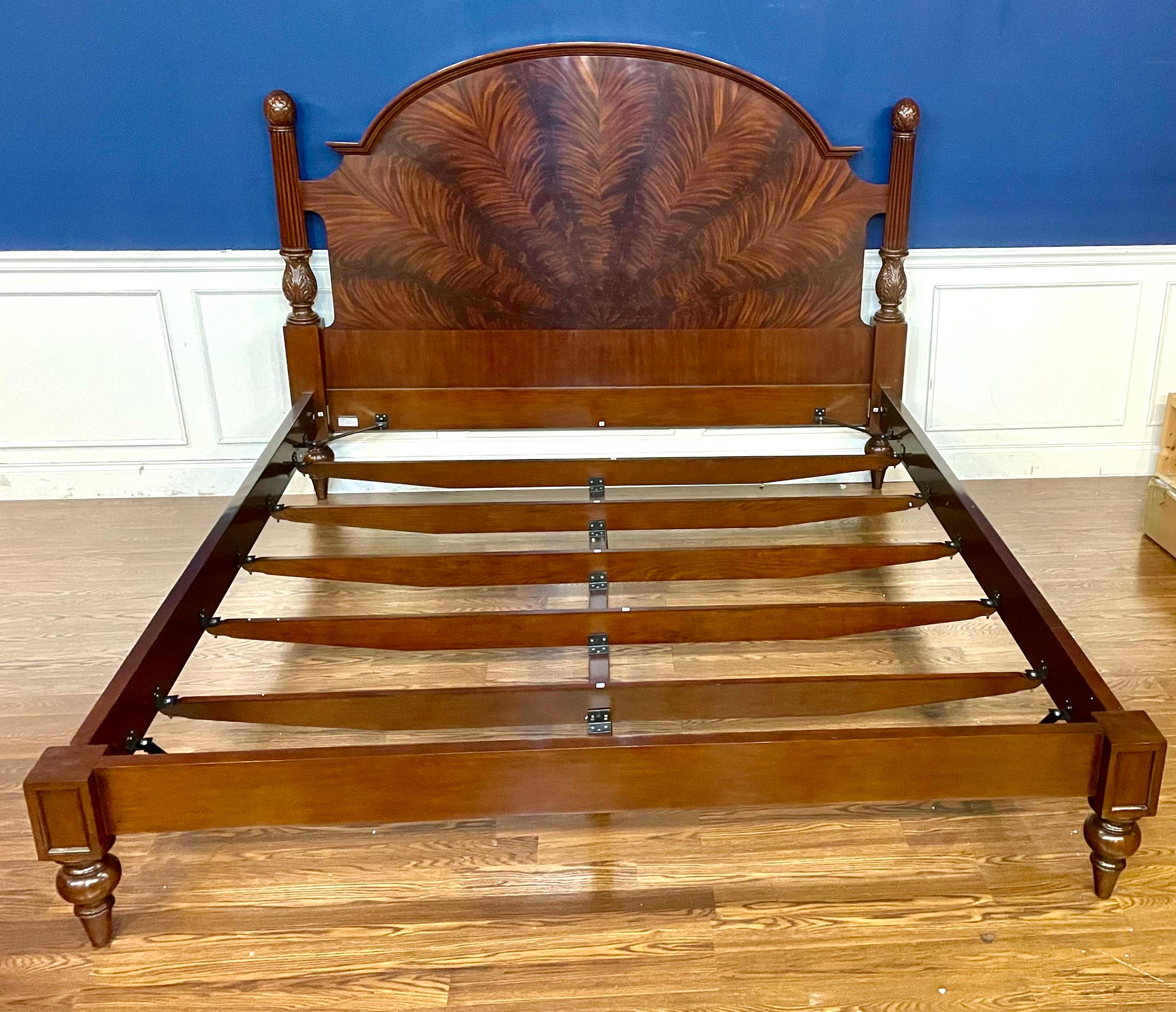 Regency Traditional King Size Mahogany Low Post Bed by Leighton Hall For Sale