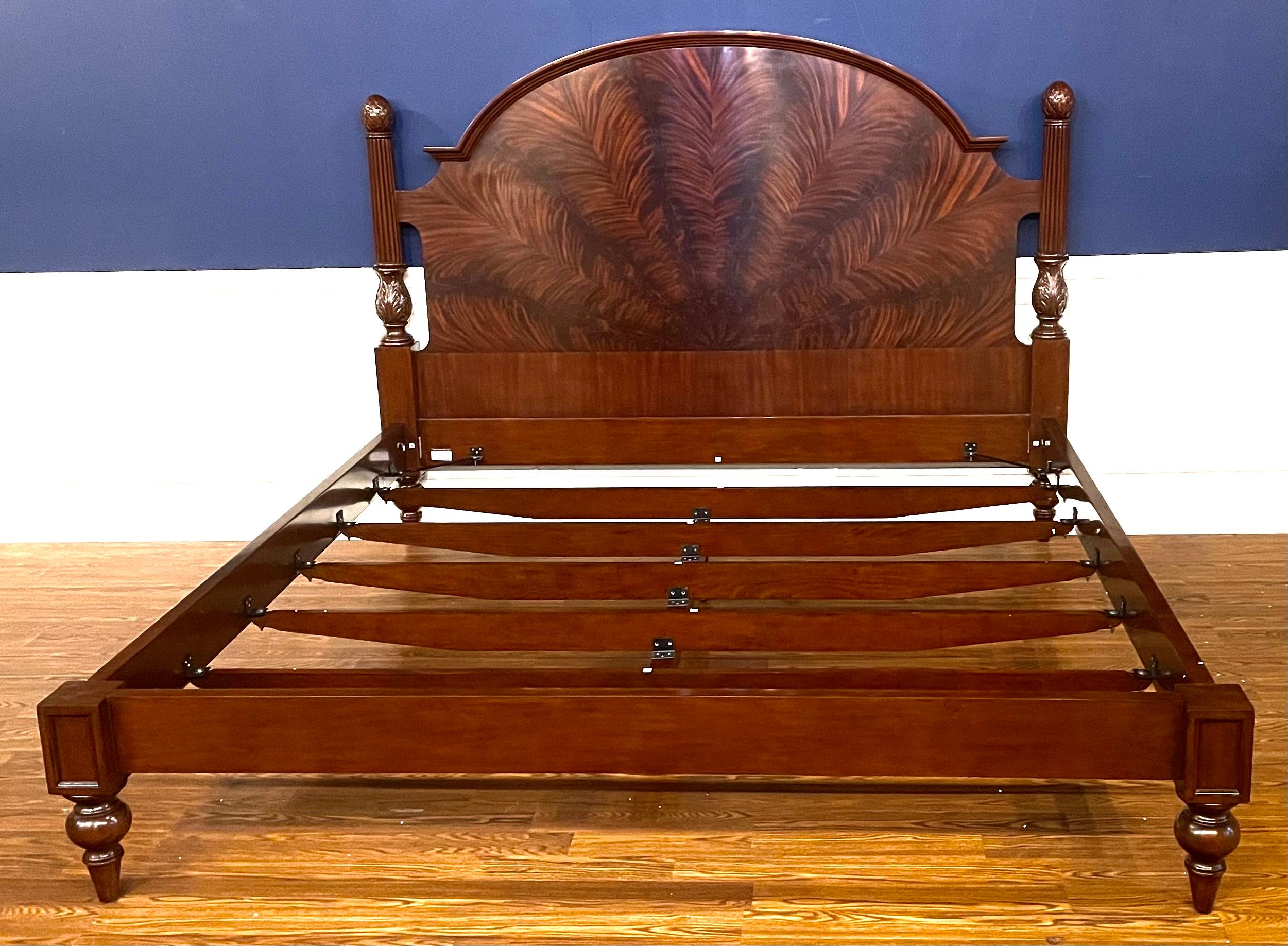 American Traditional King Size Mahogany Low Post Bed by Leighton Hall For Sale