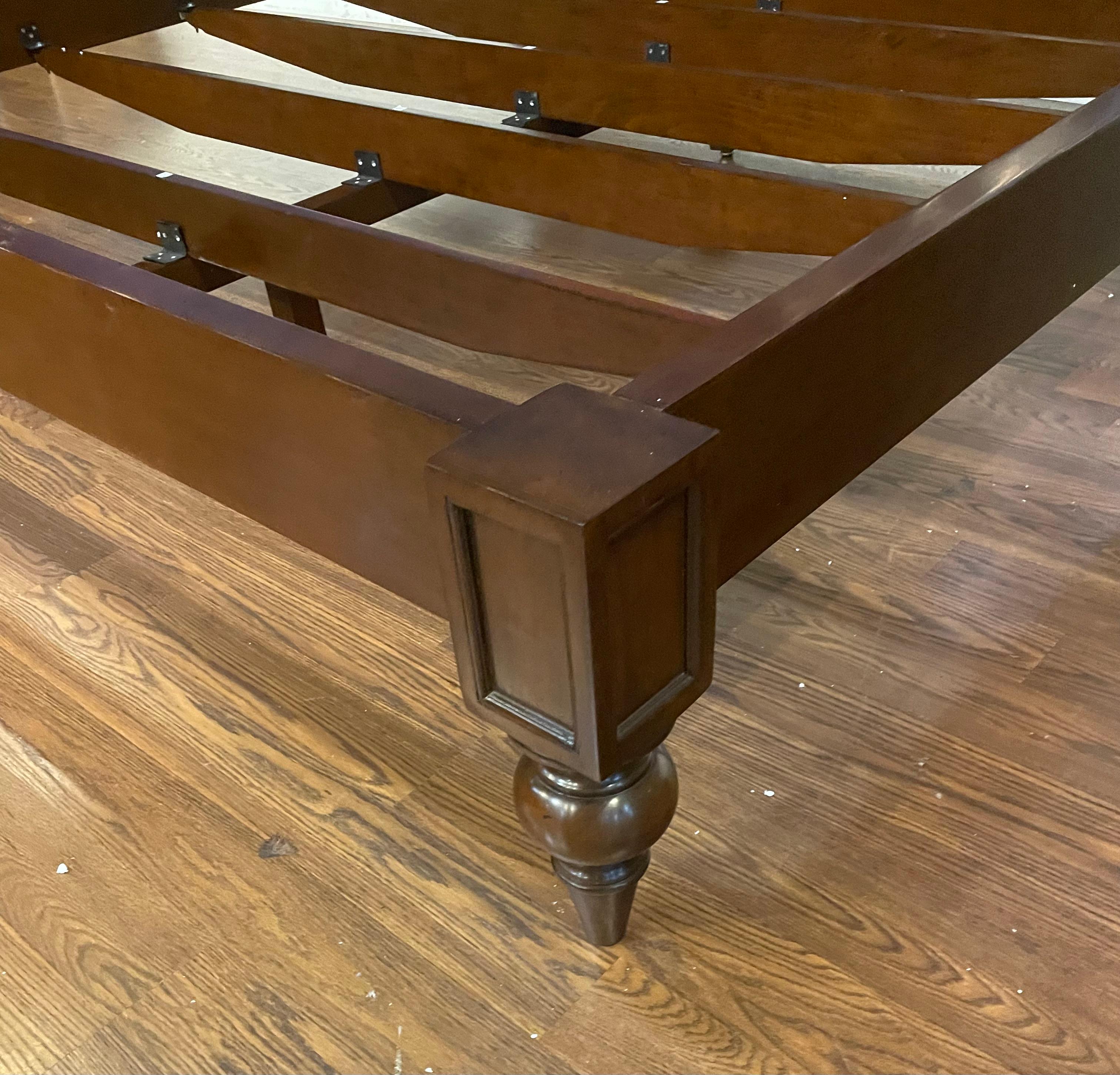 Traditional King Size Mahogany Low Post Bed by Leighton Hall For Sale 1