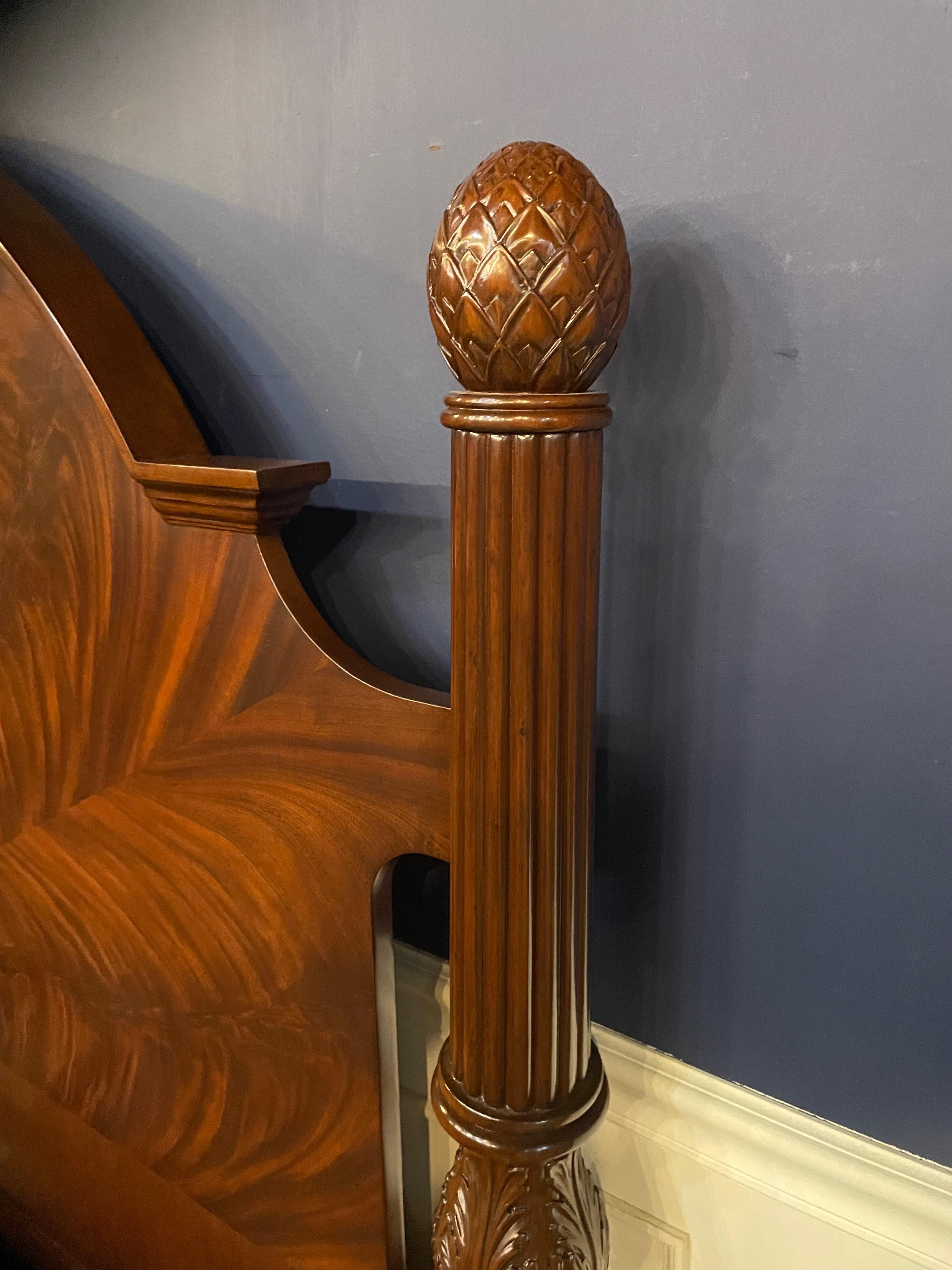 Traditional King Size Mahogany Low Post Bed by Leighton Hall For Sale 2