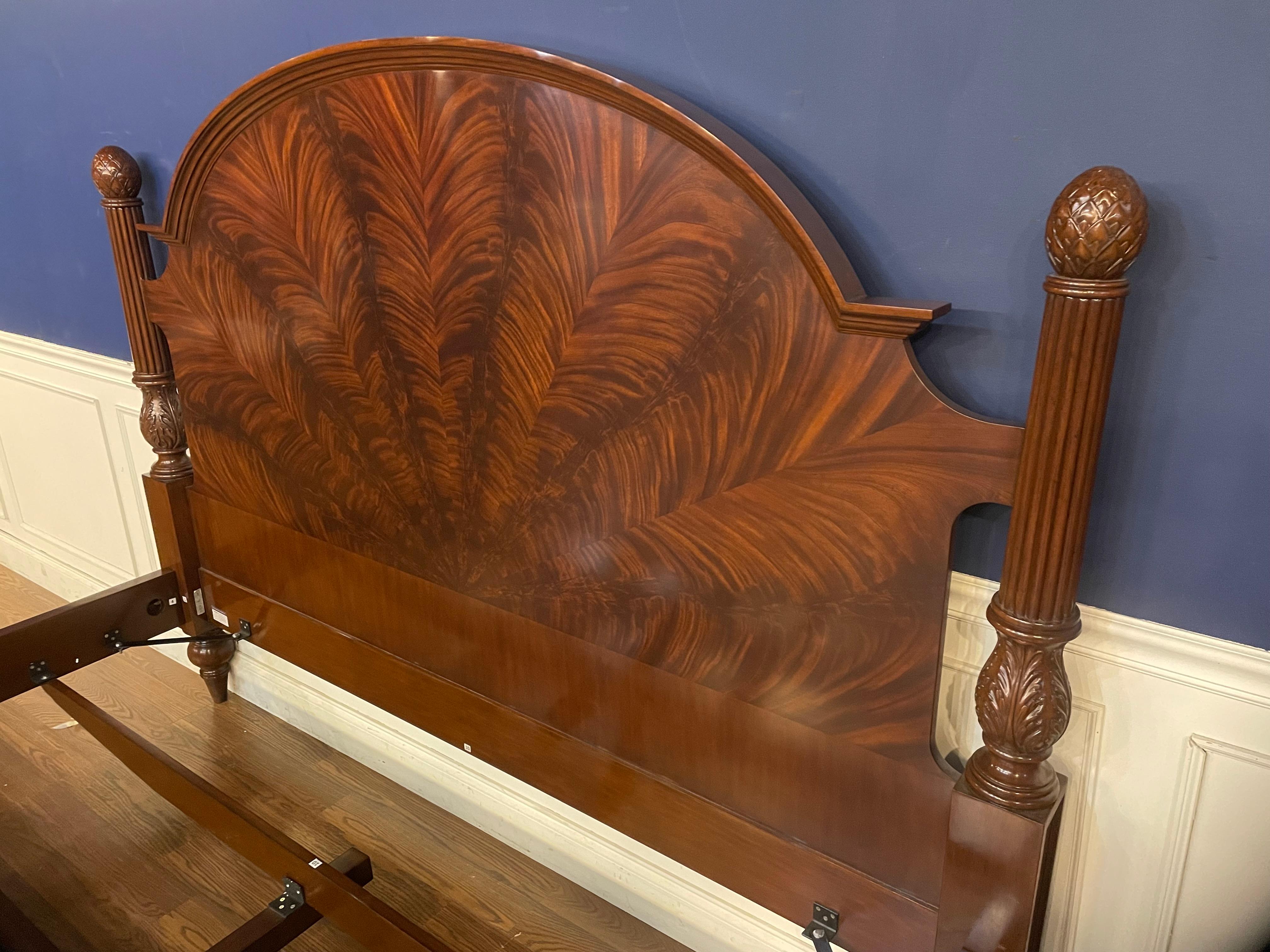 Traditional King Size Mahogany Low Post Bed by Leighton Hall For Sale 3