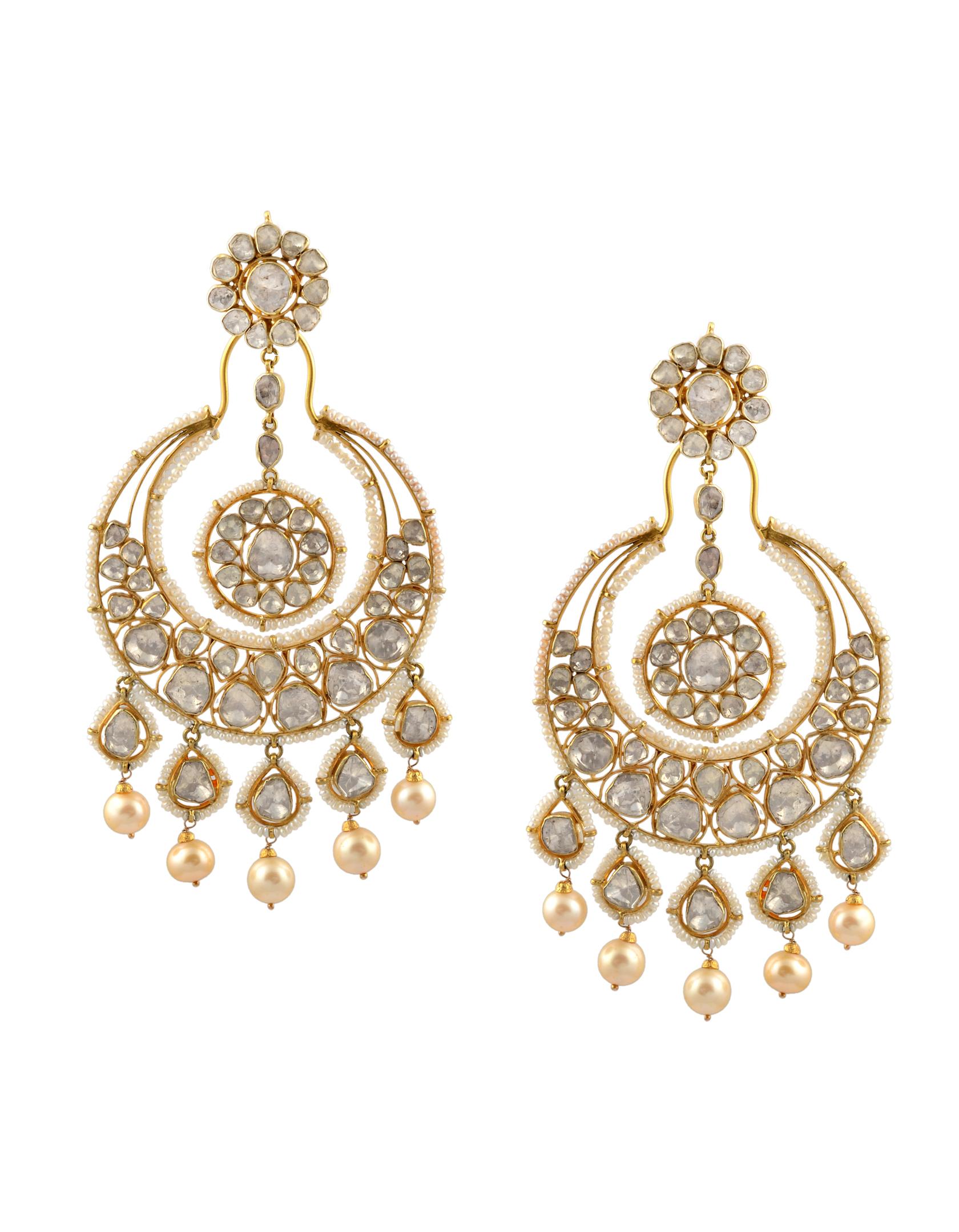 vintage 20kt gold earrings jumki ear stud handmade traditional jewelry