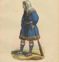 Traditional Kurek Attire in Handcolored Lithograph from 1844