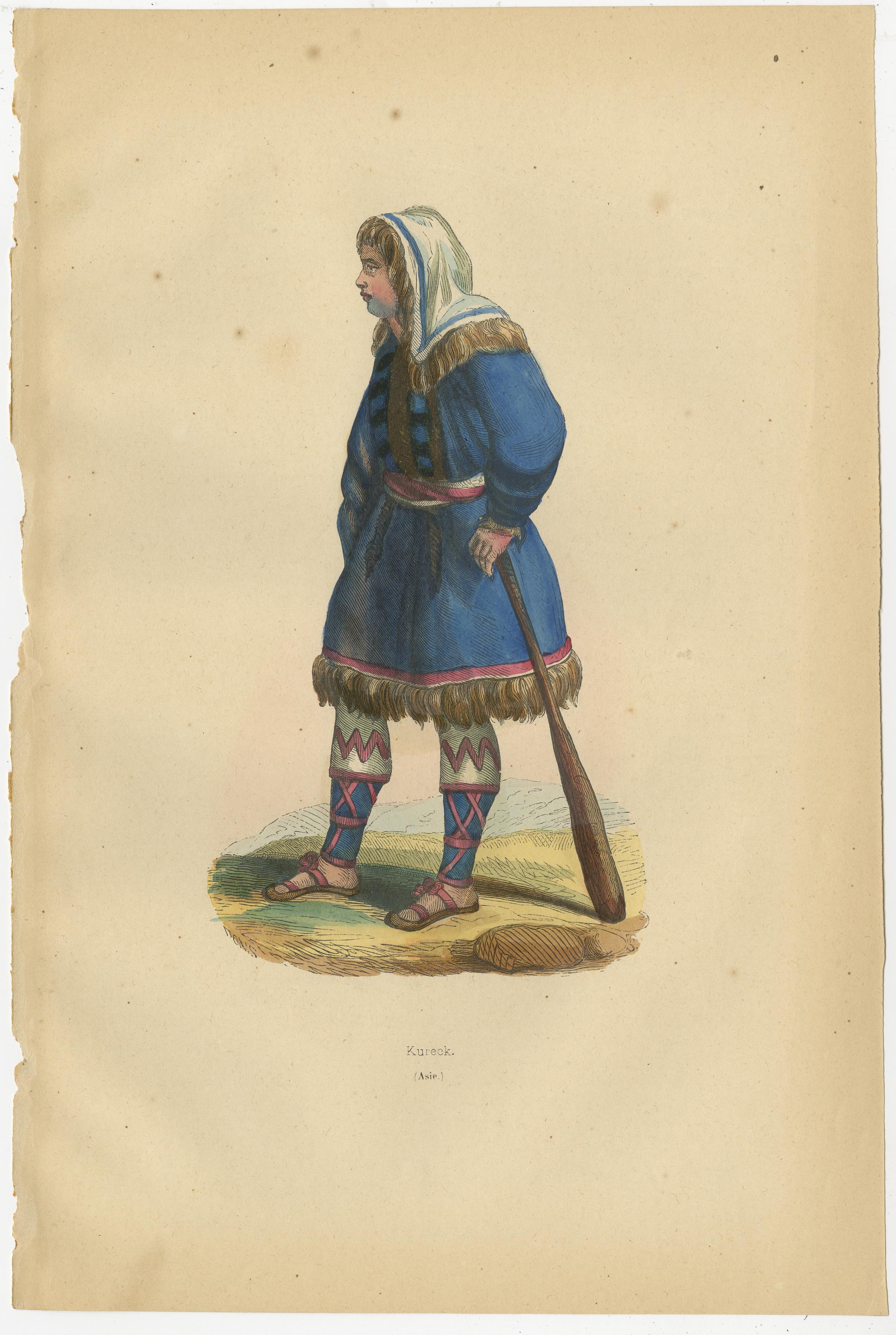 Traditional Kurek Attire in Handcolored Lithograph from 1844 For Sale 1