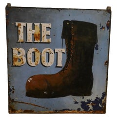 Used Traditional Large Iron Hanging Pub Sign, The Boot