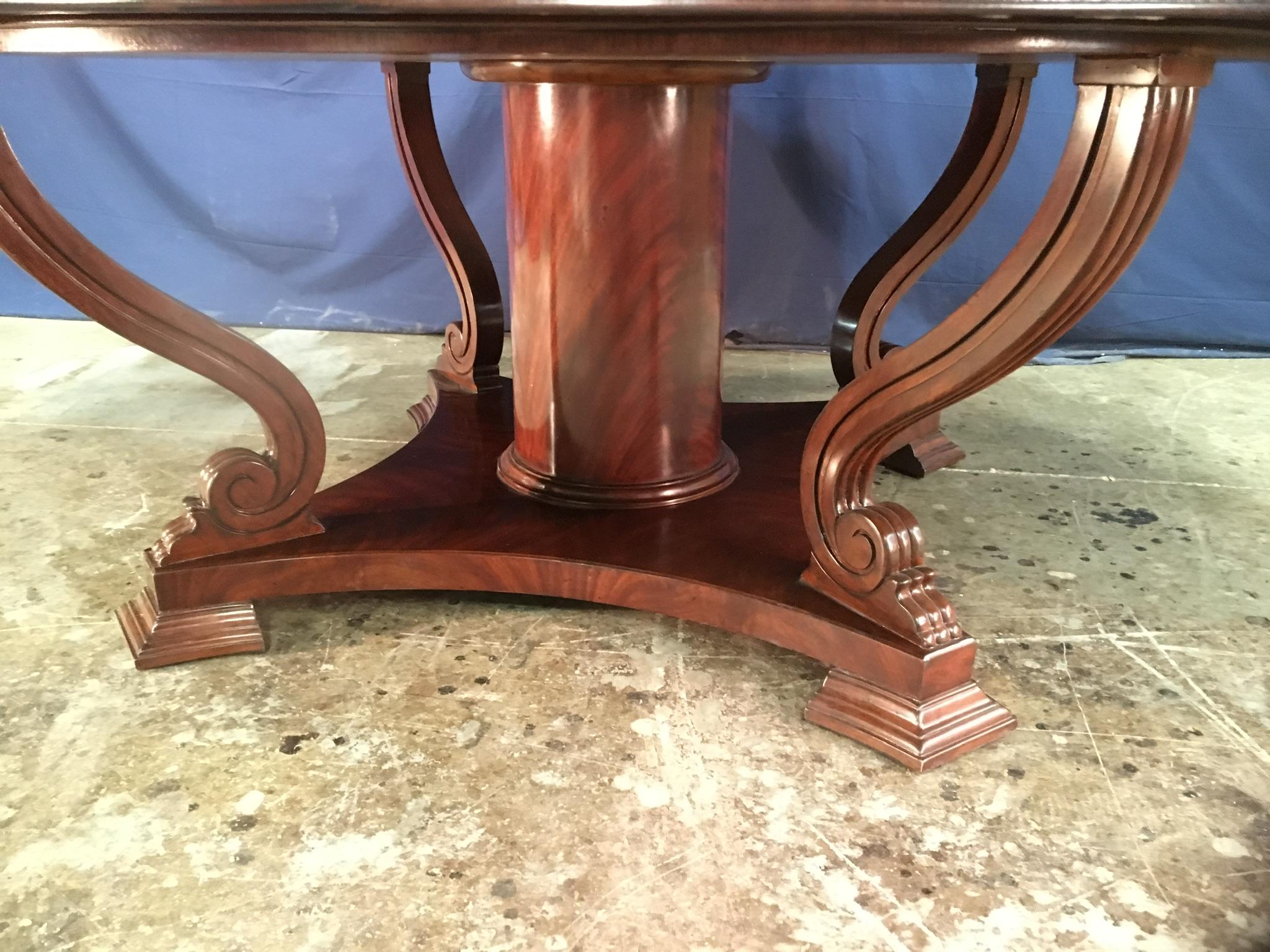 Traditional Large Round Perimeter Leaf Mahogany Dining Table by Leighton Hall 4
