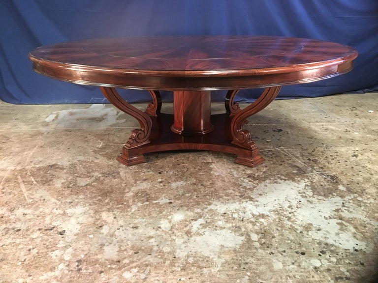 Traditional Large Round Perimeter Leaf, Mahogany Round Dining Table With Leaves