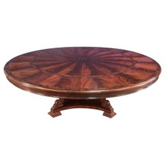 Traditional Large Round Perimeter Leaf Mahogany Dining Table by Leighton Hall