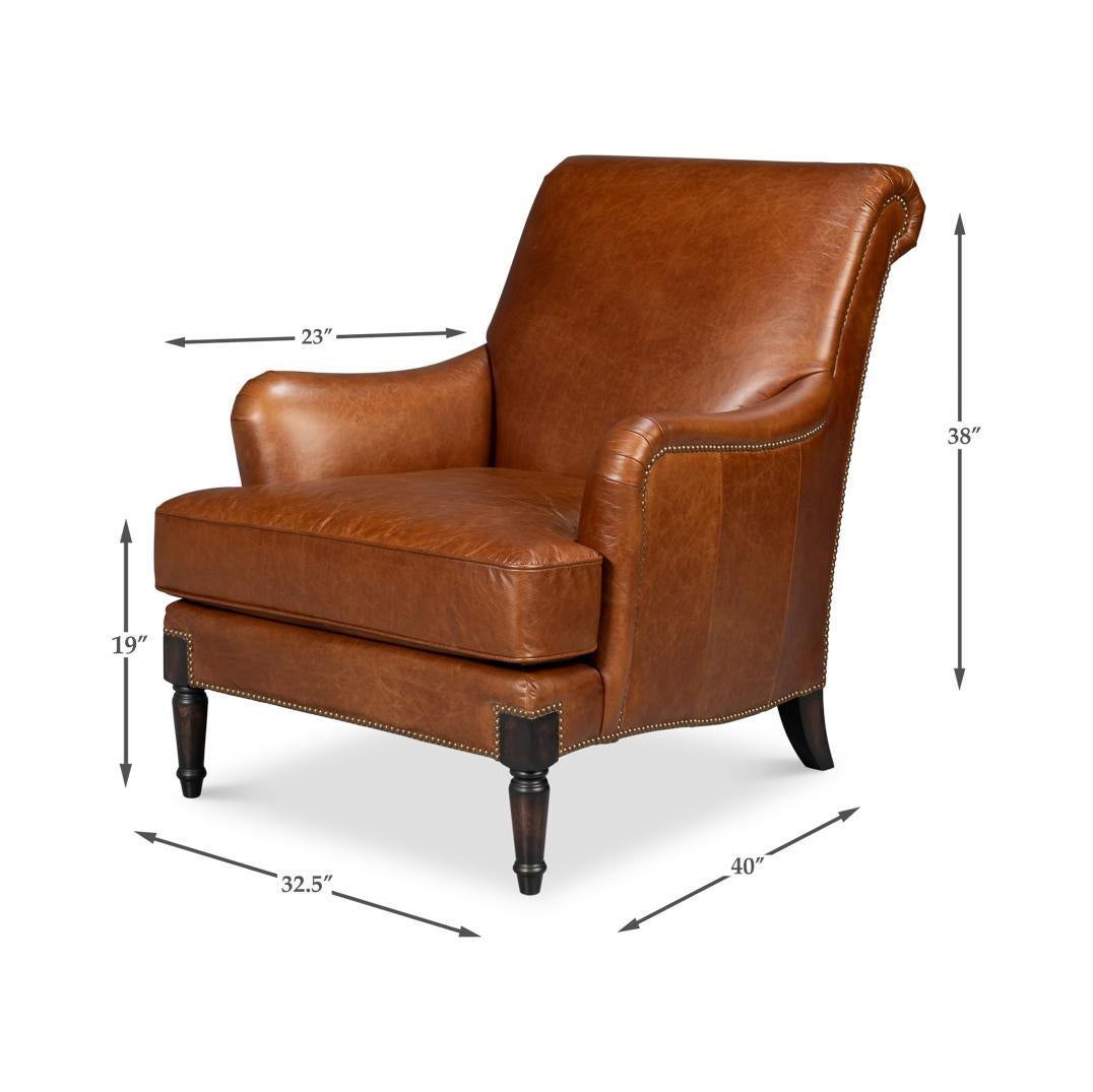 Traditional Leather Club Chair For Sale 5