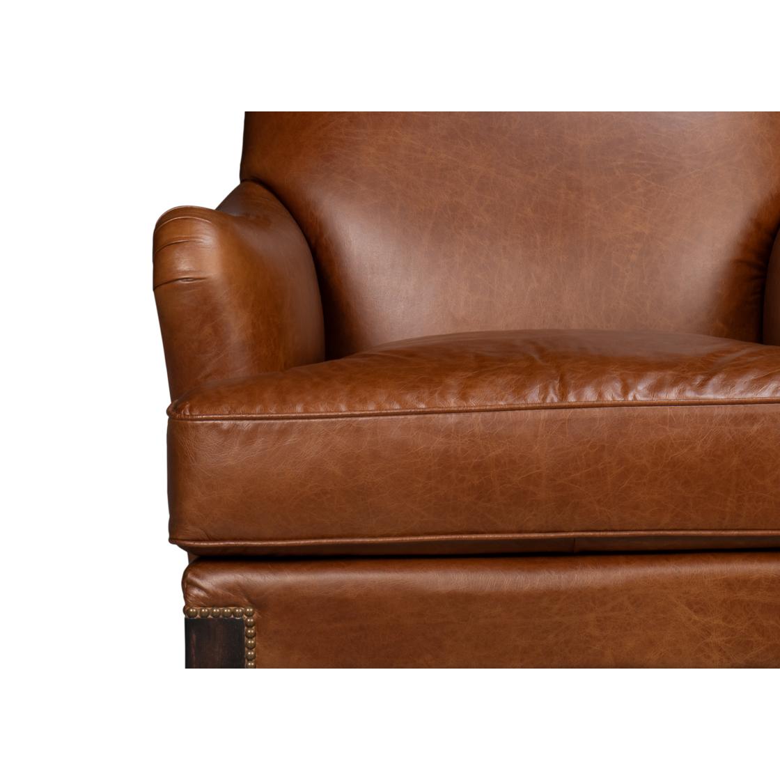 Contemporary Traditional Leather Club Chair For Sale
