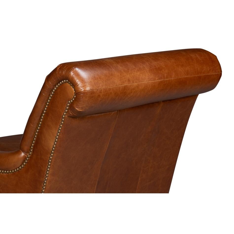 Traditional Leather Club Chair For Sale 1