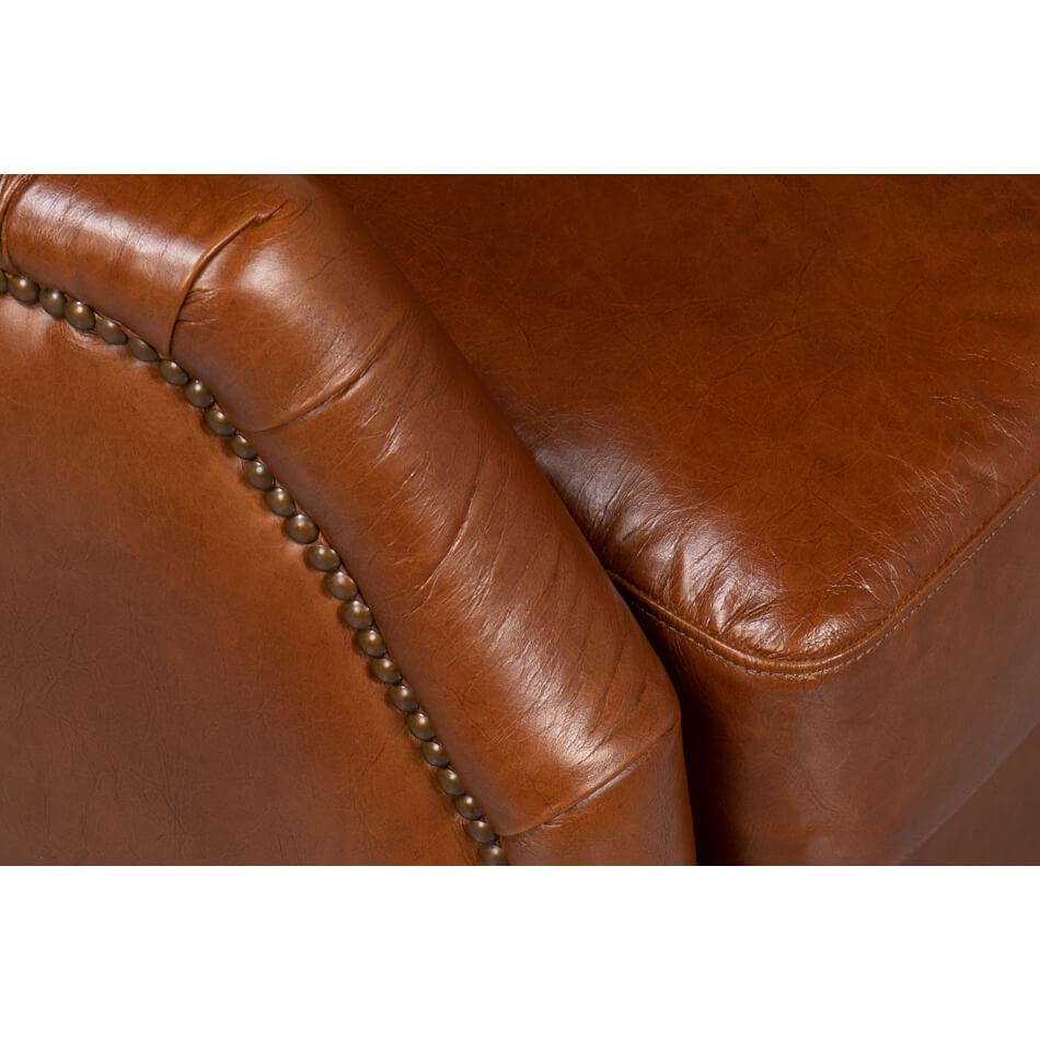 Traditional Leather Swivel Chair For Sale 3