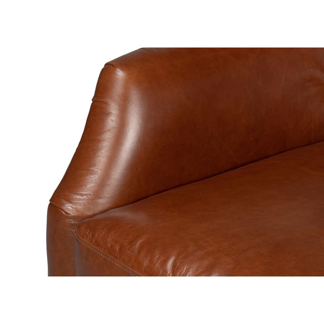 Traditional Leather Swivel Chair In New Condition For Sale In Westwood, NJ