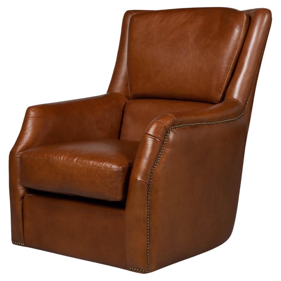 Traditional Leather Swivel Chair