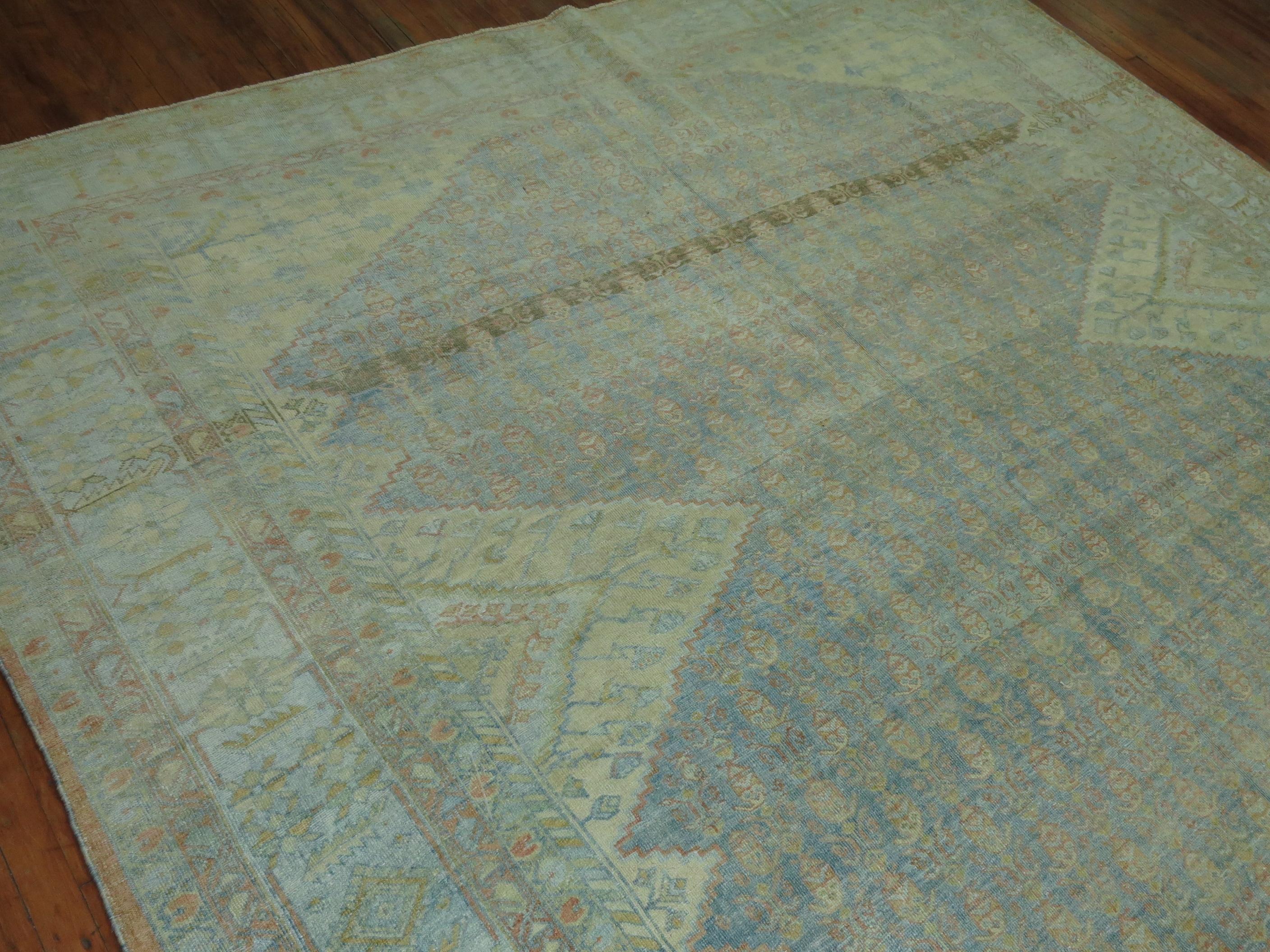 Traditional Light Blue Room Size Antique Persian Mahal Rug, Early 20th Century 5