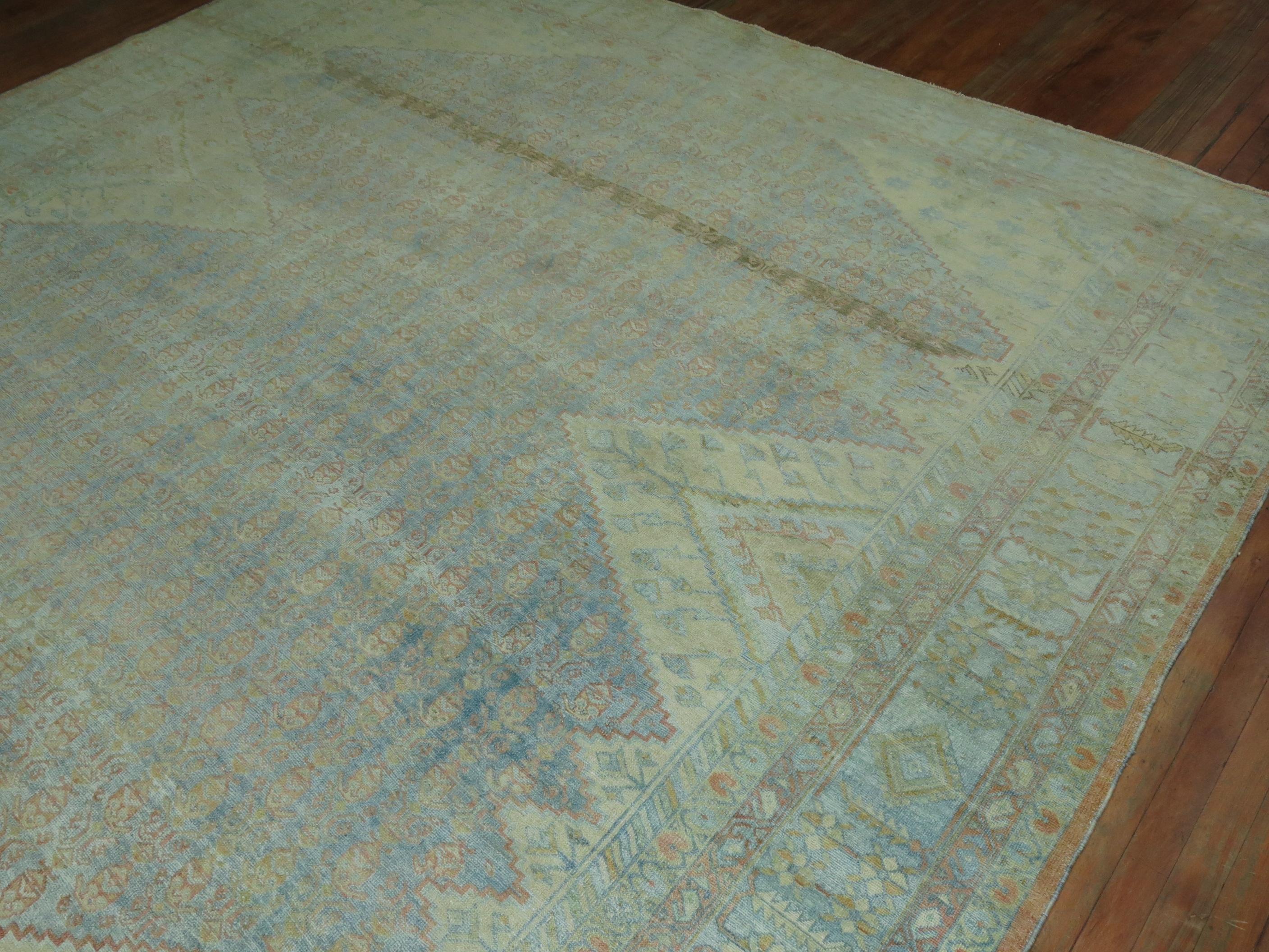 Traditional Light Blue Room Size Antique Persian Mahal Rug, Early 20th Century 1
