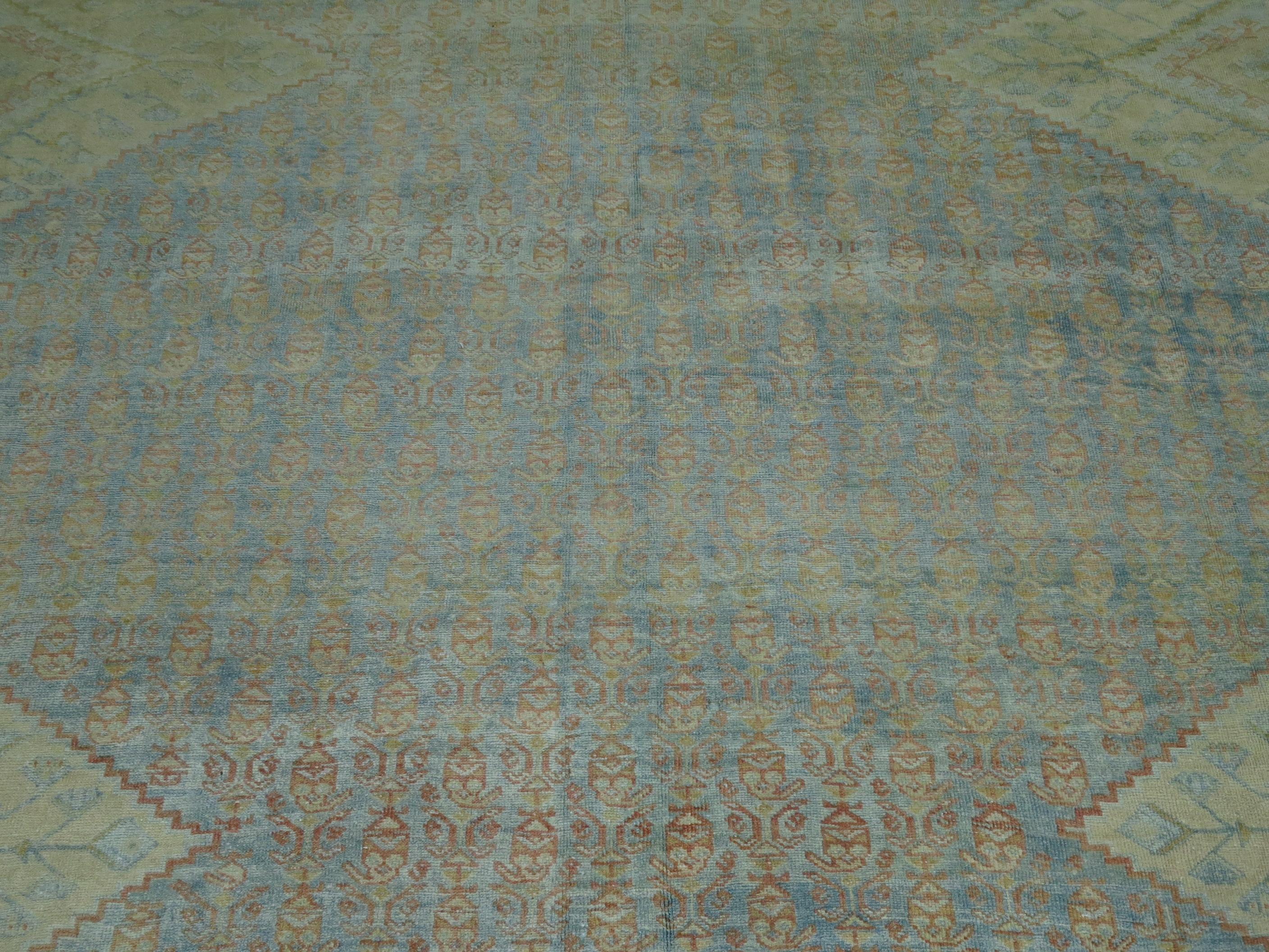 Traditional Light Blue Room Size Antique Persian Mahal Rug, Early 20th Century 3