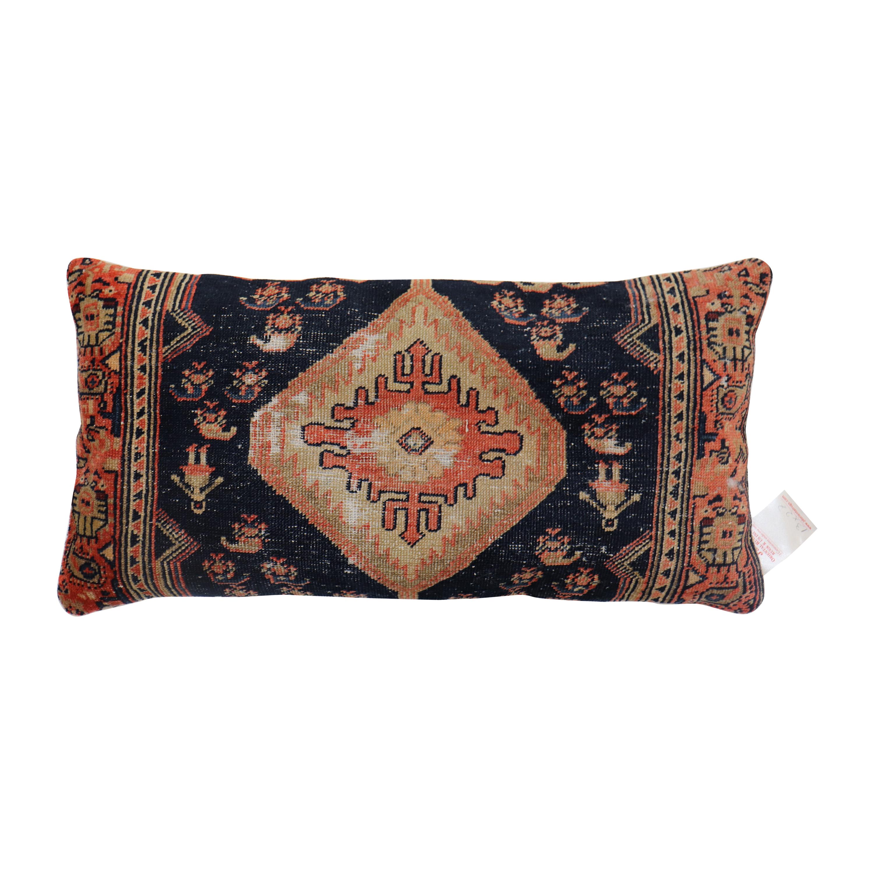 Traditional Long Antique Persian Rug Pillow