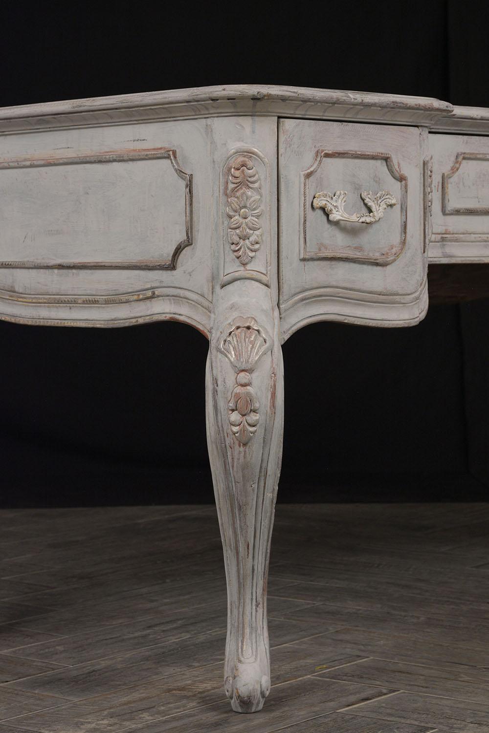 Brass French Louis XV Painted Desk