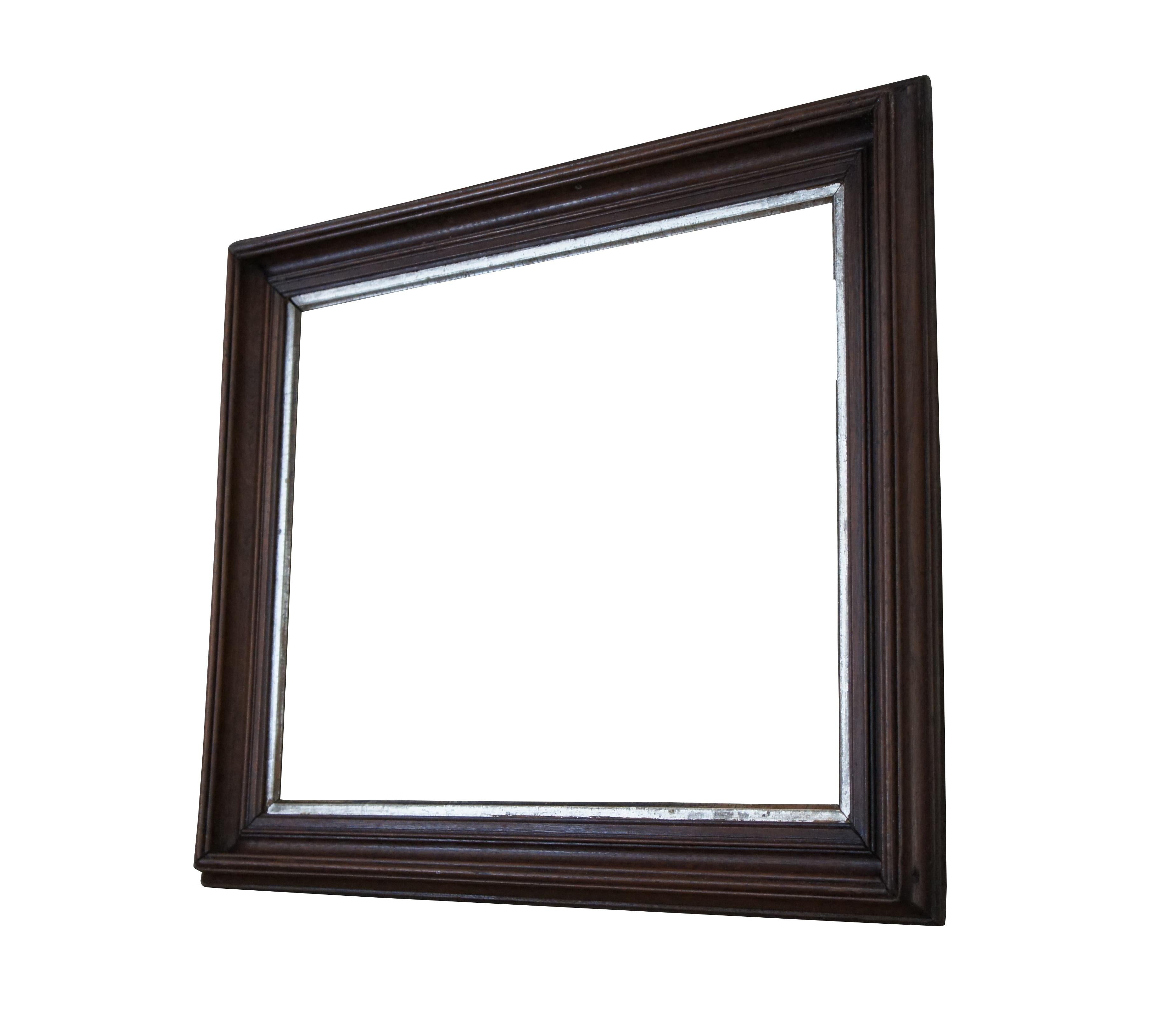 Traditional Mahogany Beveled Picture Mirror Frame Gilt Trim Fits 21.75 x 17.75