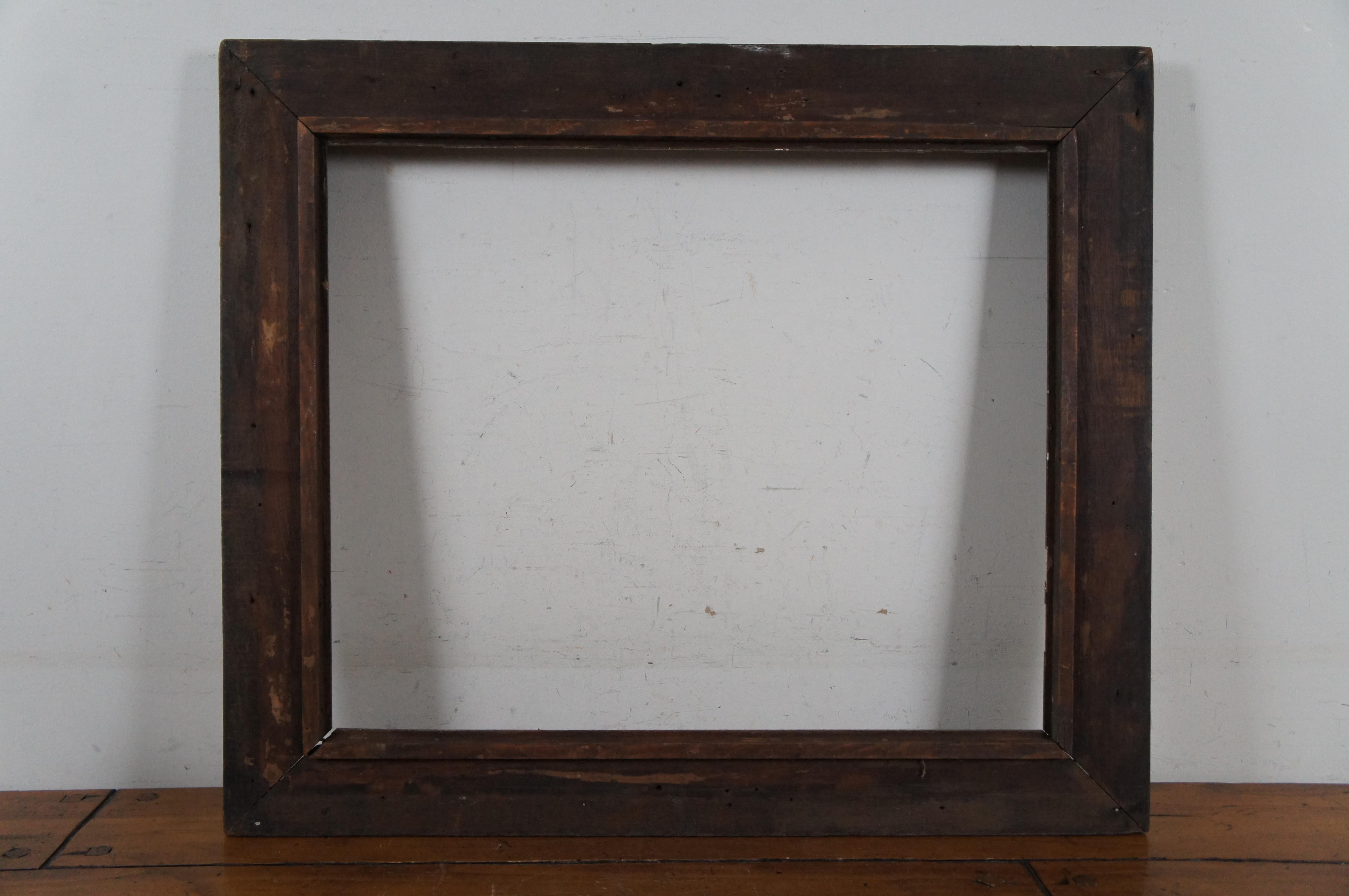 Traditional Mahogany Beveled Picture Mirror Frame Gilt Trim Fits 21.75 x 17.75