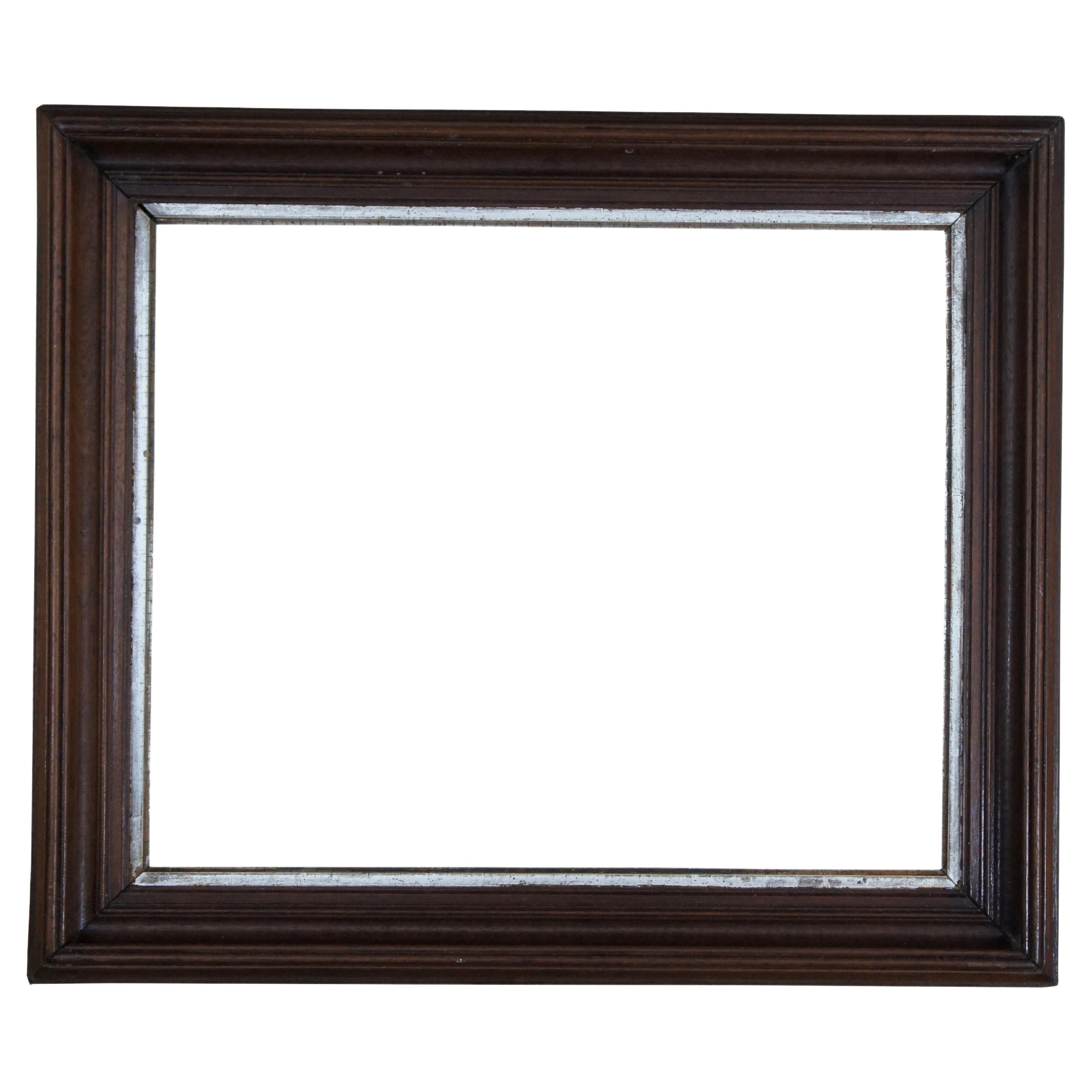 Traditional Mahogany Beveled Picture Mirror Frame Gilt Trim Fits 21.75 x 17.75"