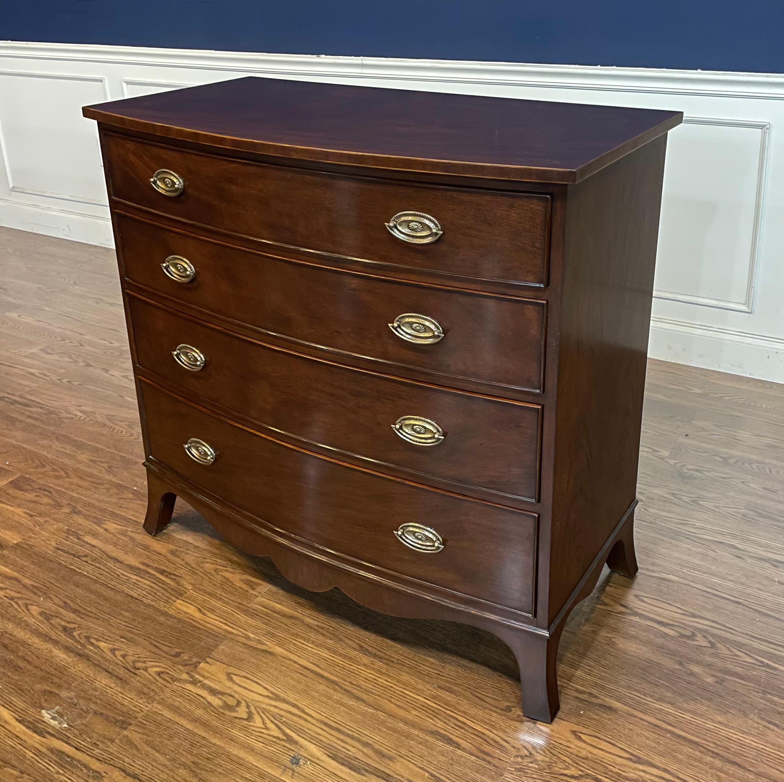 Regency Traditional Mahogany Bow Front Chest by Leighton Hall  For Sale