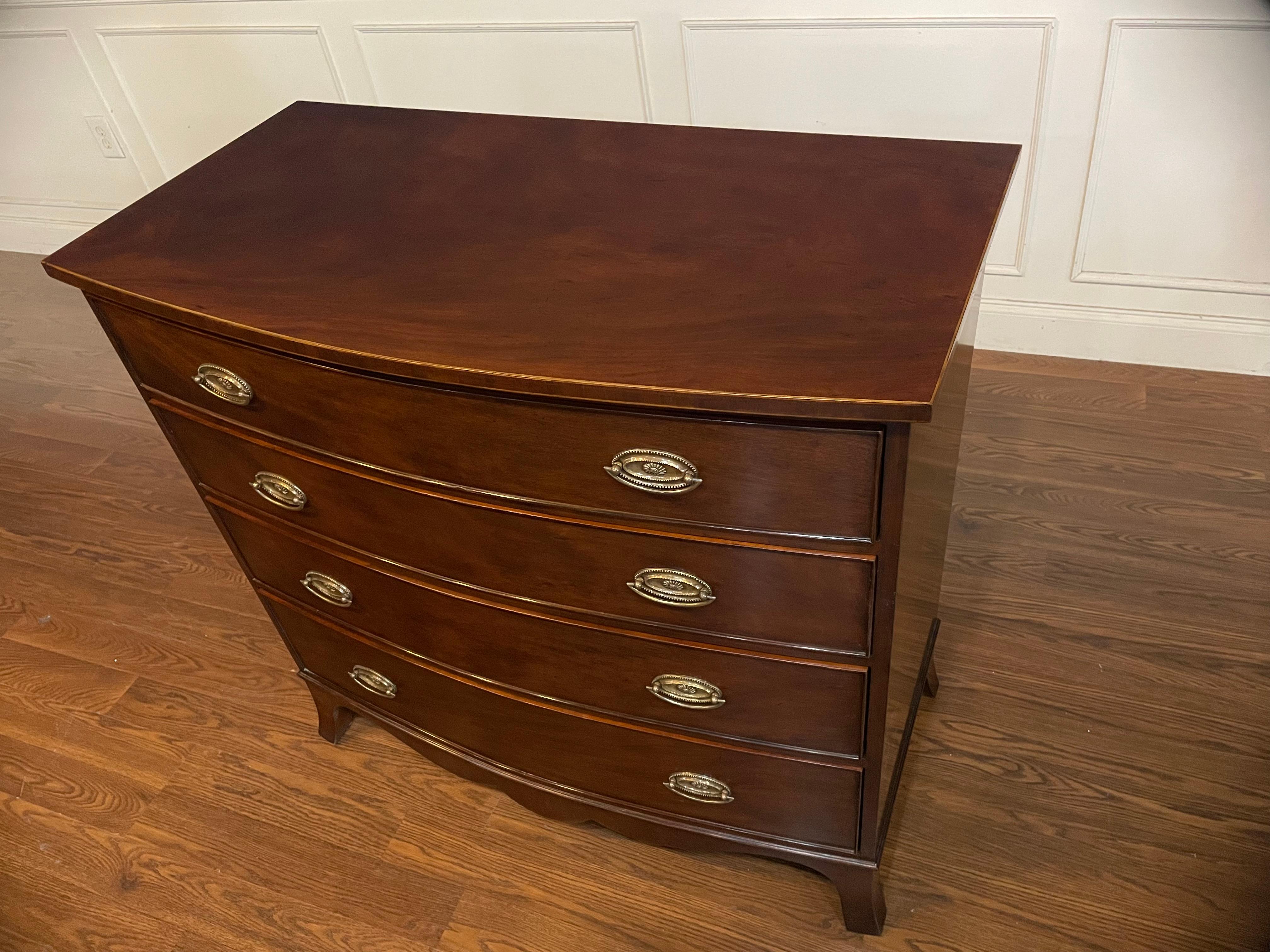 Contemporary Traditional Mahogany Bow Front Chest by Leighton Hall  For Sale