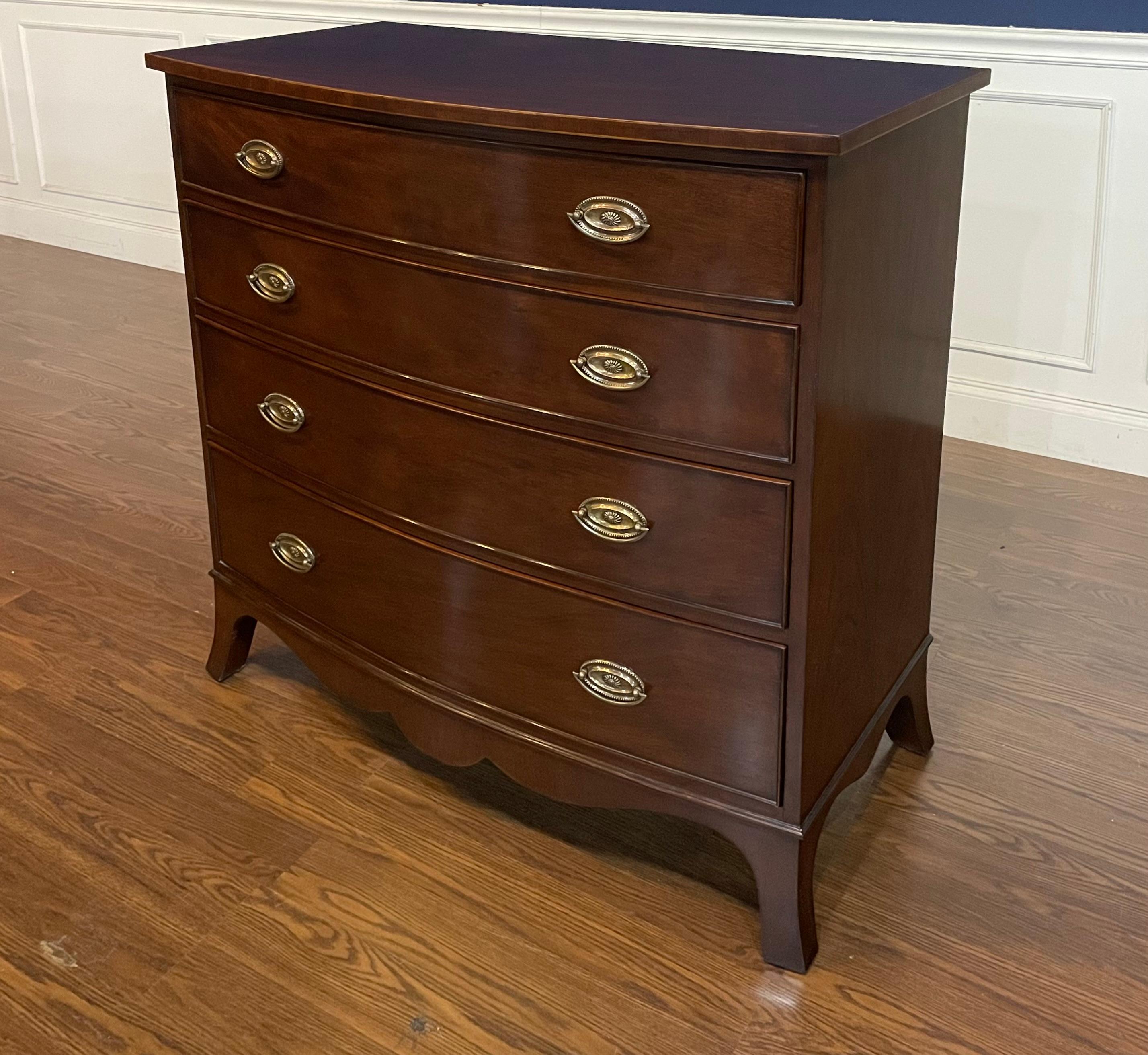 Traditional Mahogany Bow Front Chest by Leighton Hall  For Sale 1