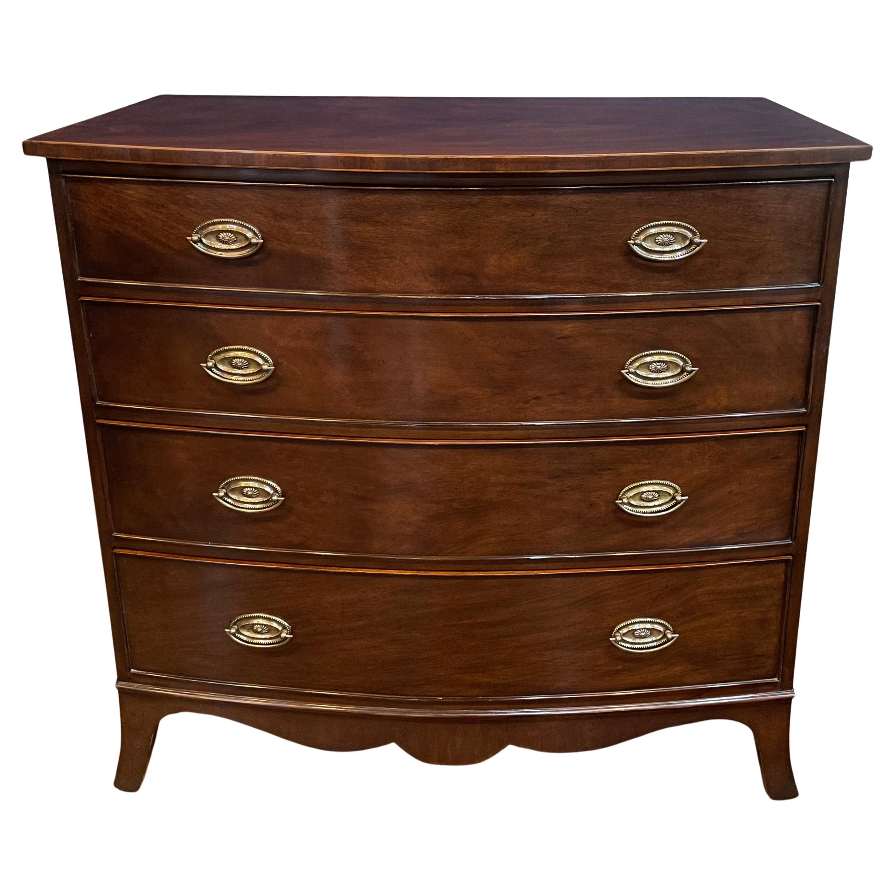 Traditional Mahogany Bow Front Chest by Leighton Hall  For Sale