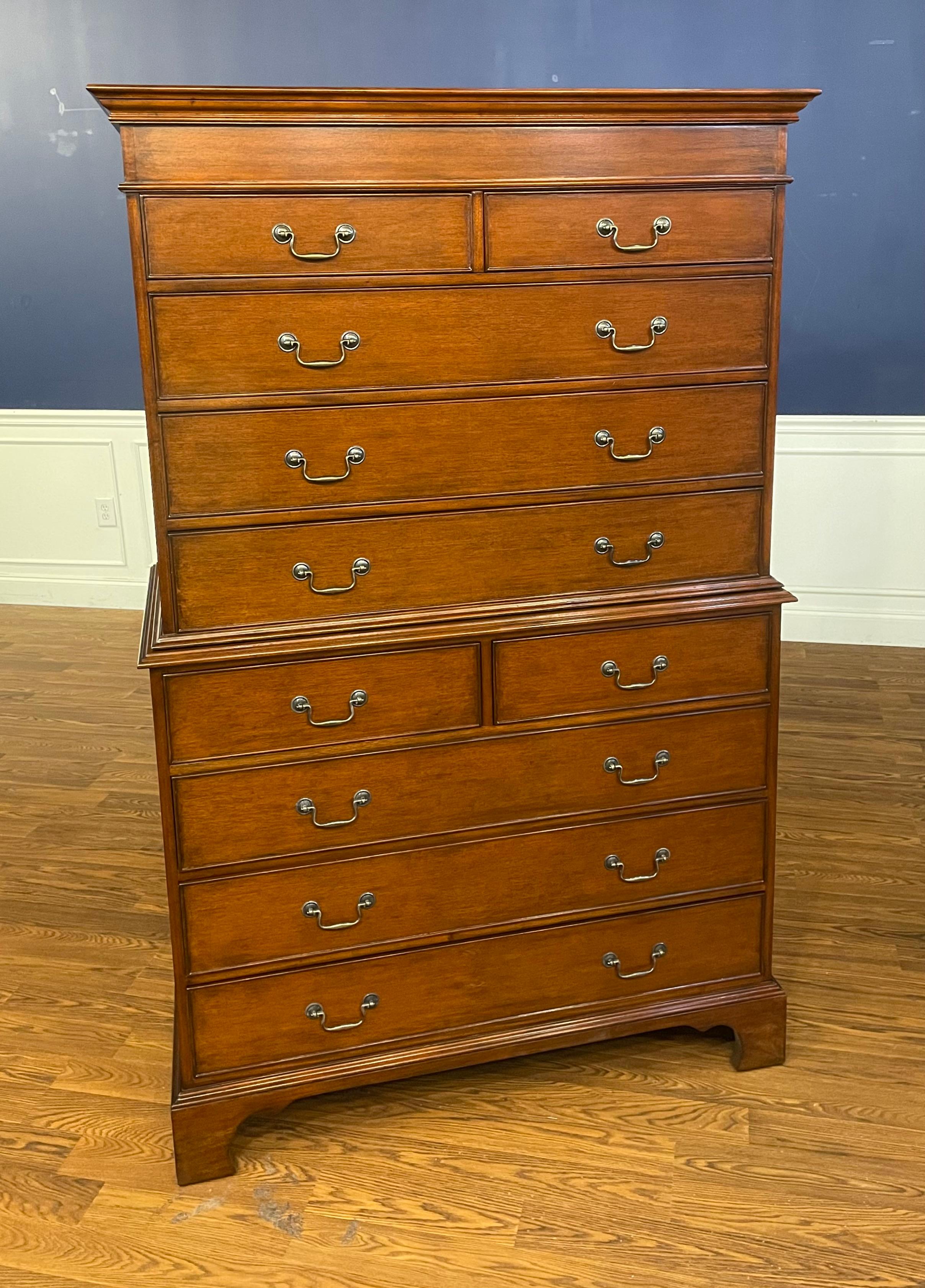 Traditional Mahogany Chest-On-Chest by Leighton Hall - Showroom Sample  In Good Condition For Sale In Suwanee, GA