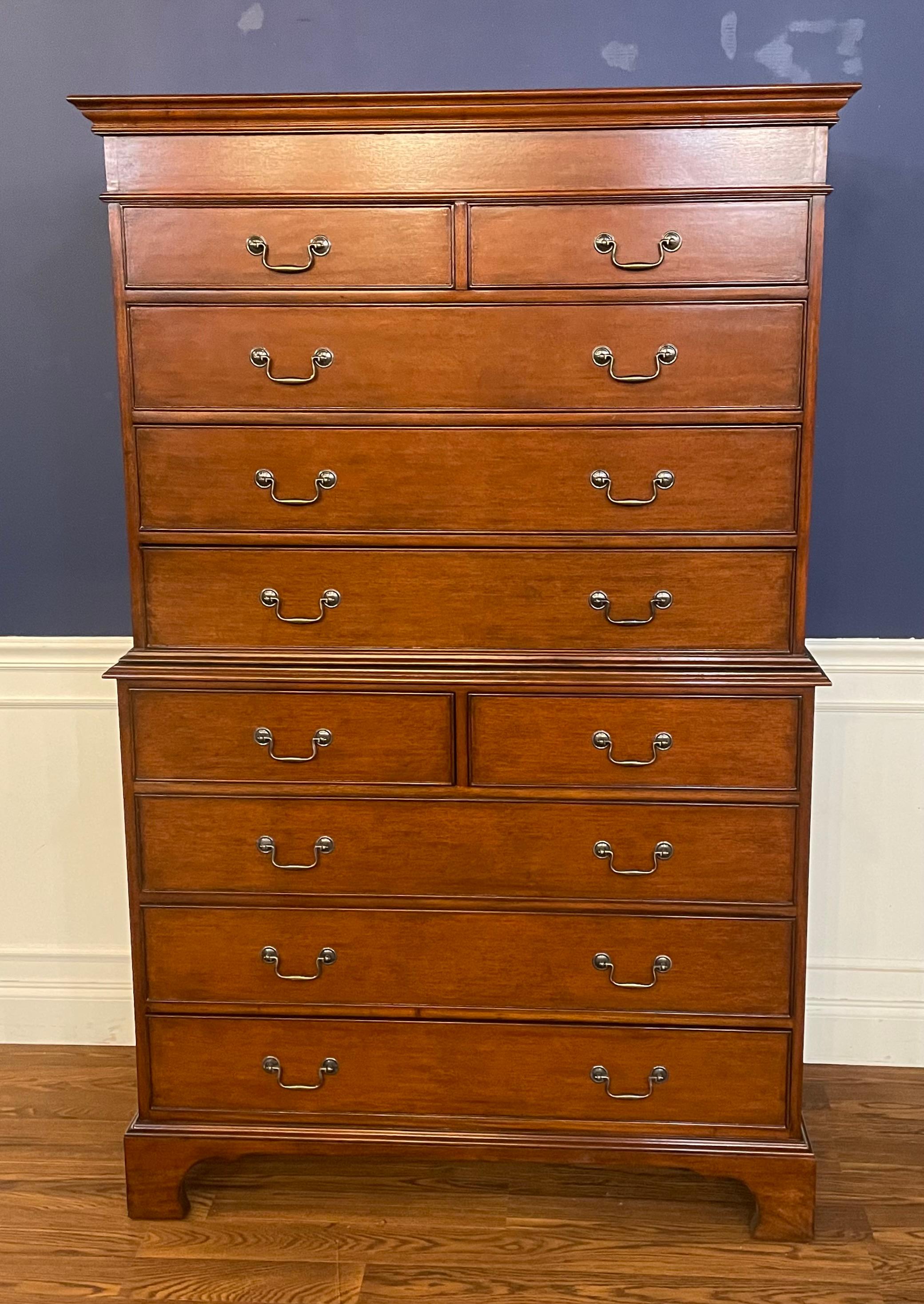 Traditional Mahogany Chest-On-Chest by Leighton Hall - Showroom Sample  For Sale 1