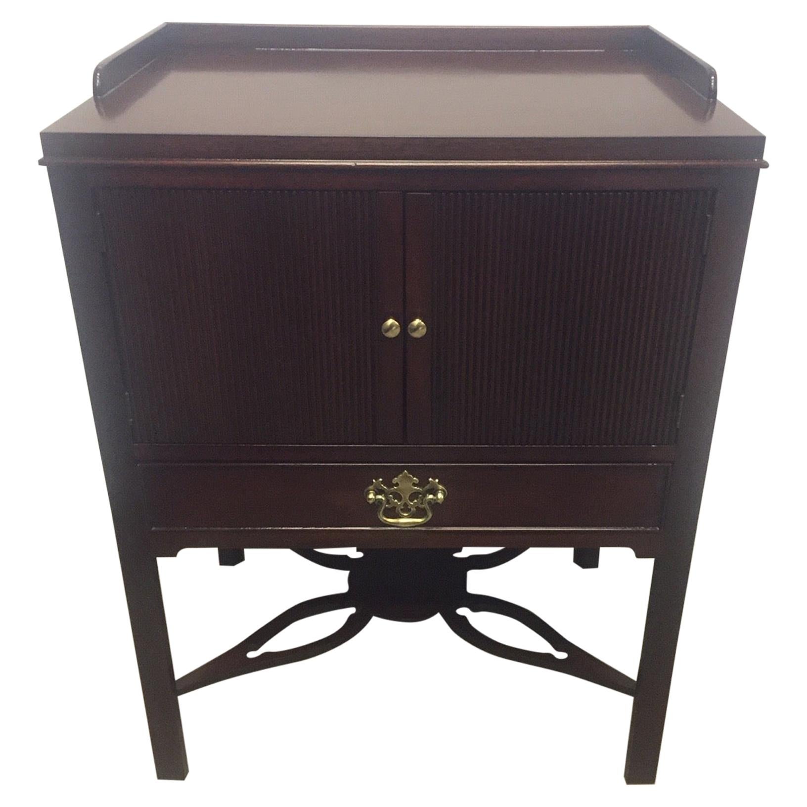 Traditional Mahogany End Table Cabinet Stand with Double Doors by Baker