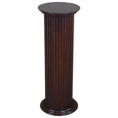 Traditional Mahogany Finished Round Column Pedestal Plant Stand Display
